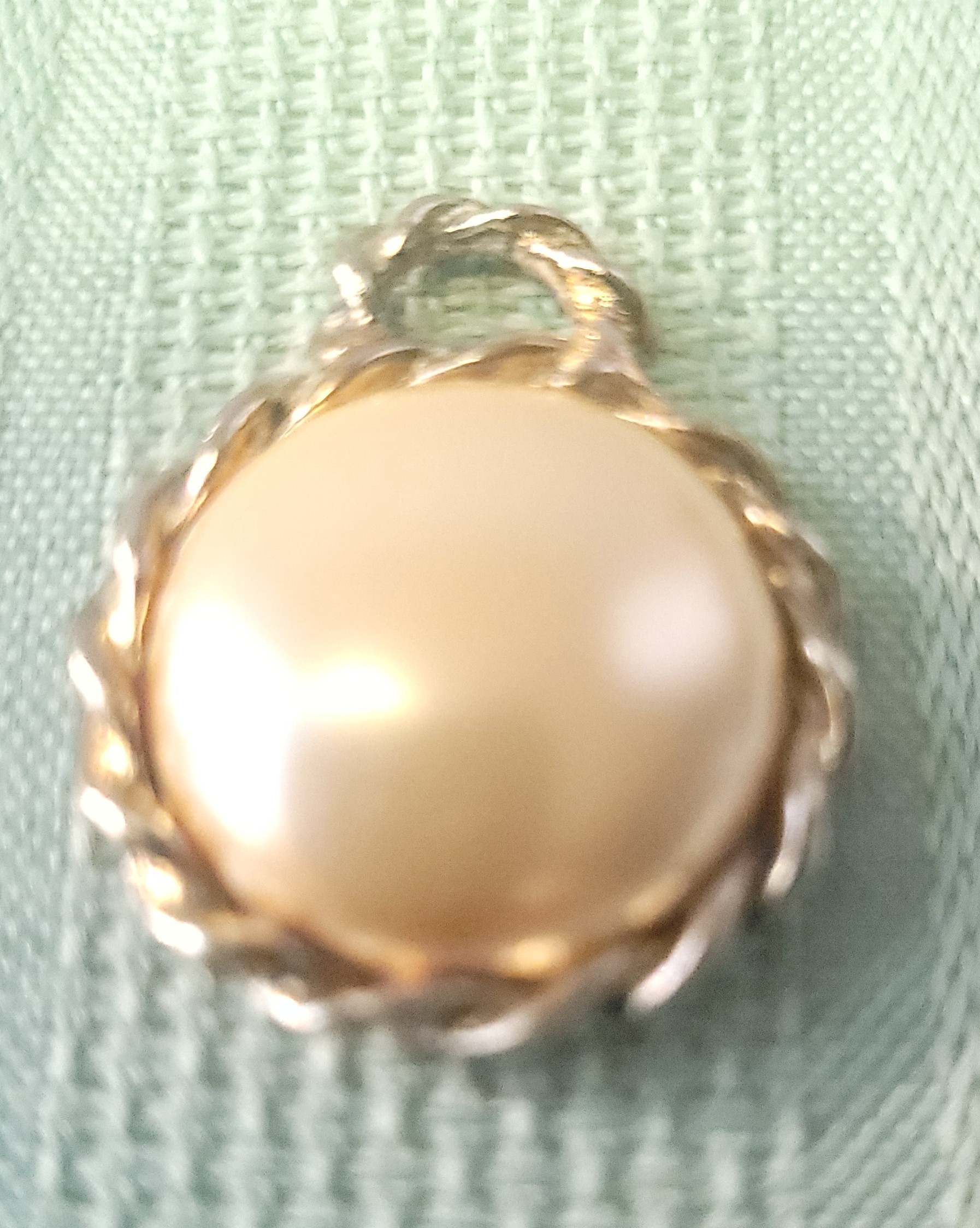 Faux Pearl Twisted Rope Border Pendant Charm 1970s