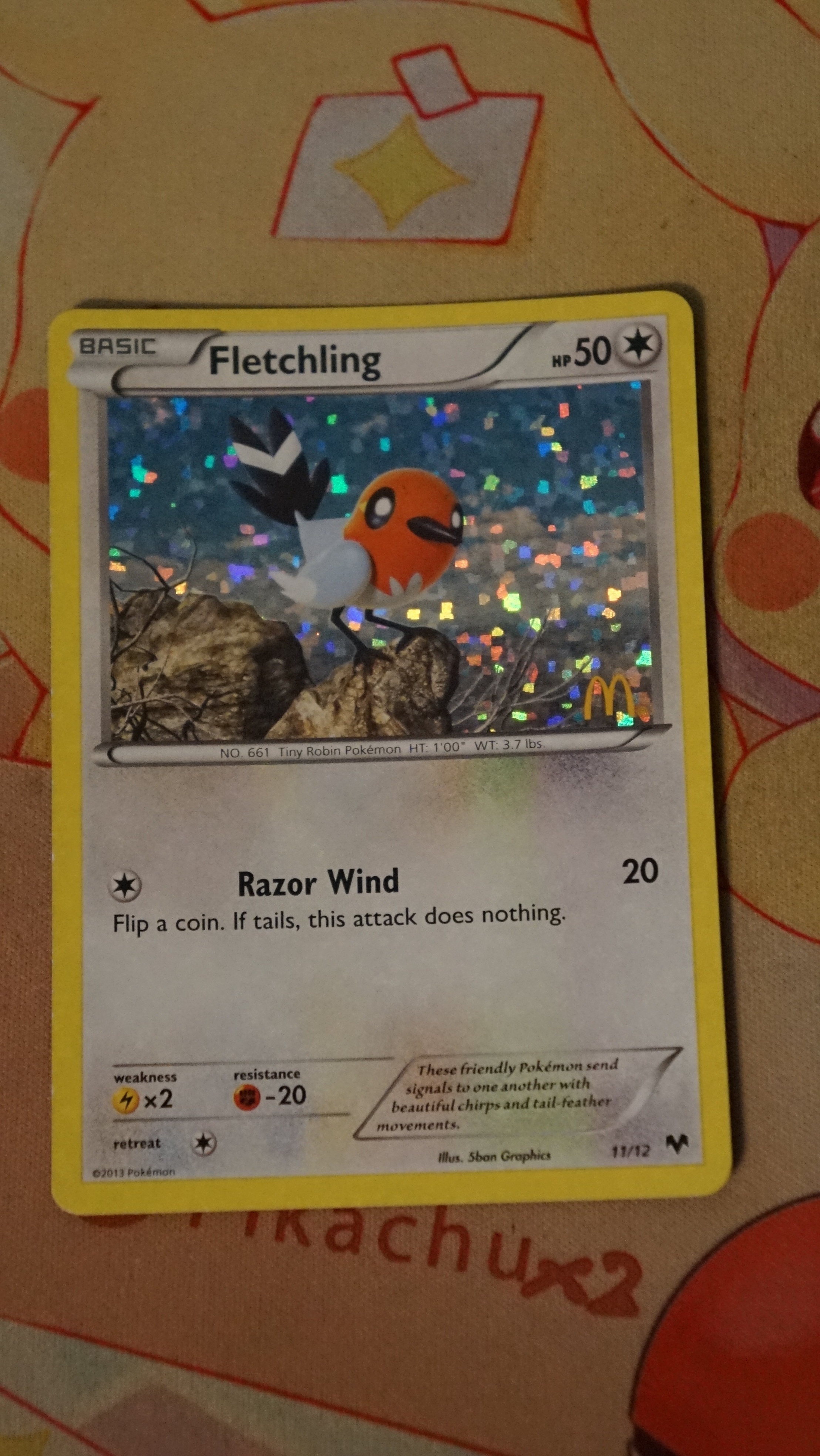 Pokemon Fletchling 11/12 McDonald's Collection 2013 Holo HP - photo 3