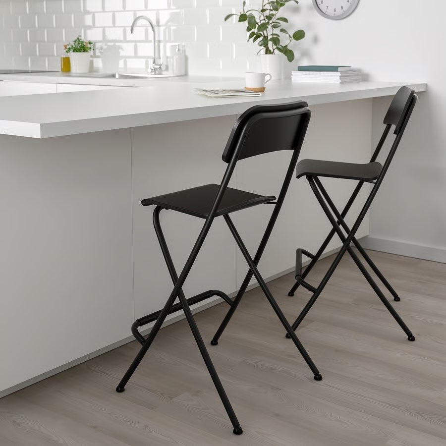 IKEA FRANKLIN Bar Stool with Backrest (Foldable) – Black x 2 - photo 3