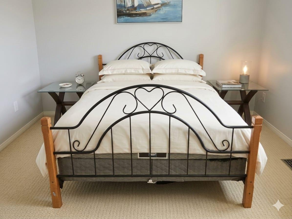 Iron & Wood Queen Bed w/Sealy Mattress & Box Spring) - photo 2