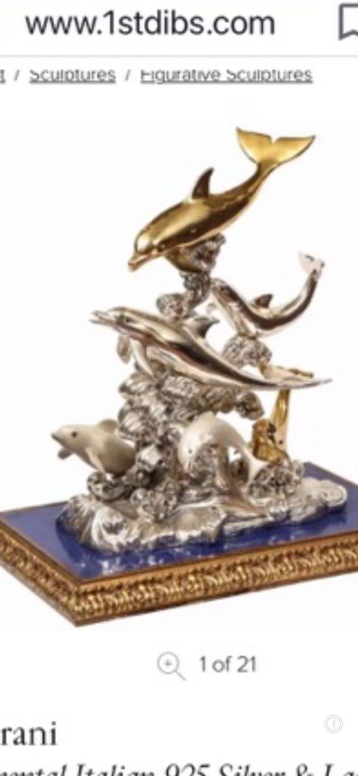 STORE CLOSING: L. Soprani 925 Silver & Lapis Dolphin Sculpture - photo 4