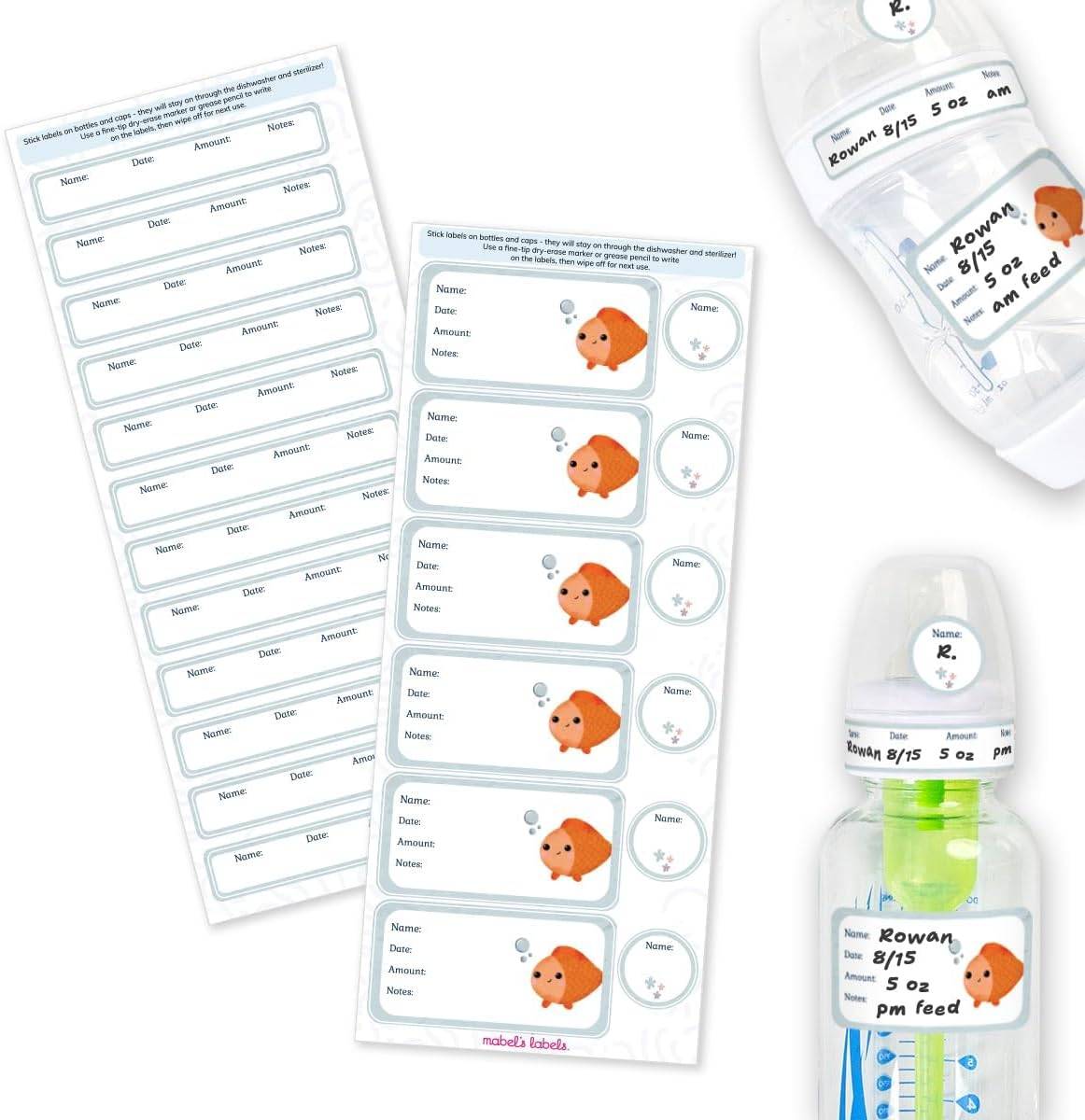 Mabel’s Labels Baby Bottle Labels – 24 Customizable
