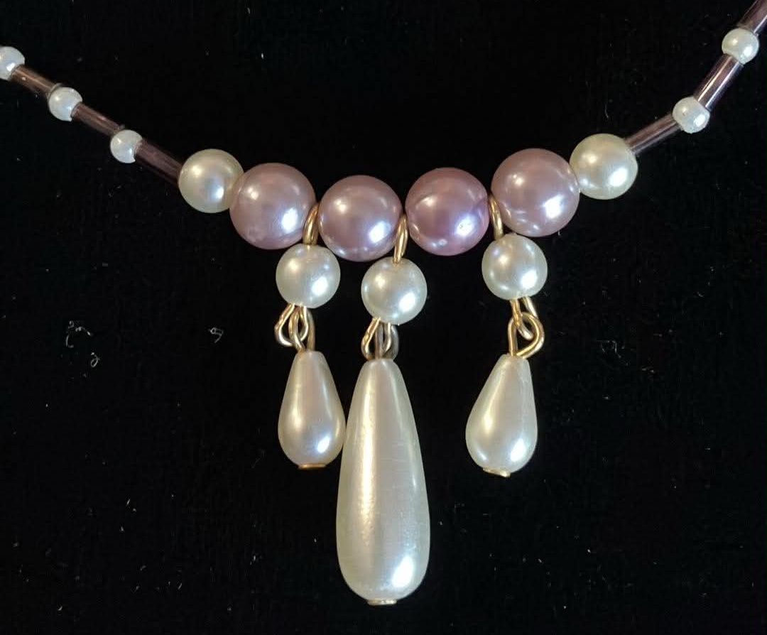 Necklace Pearl Like Teardrop Dangle Fringe - 18 Inches - photo 2