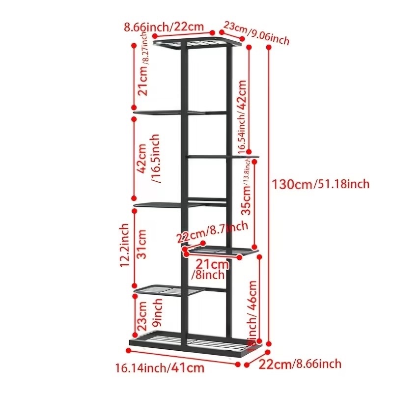 6 Layer Black Metal Multi-Tiered Indoor Plant Stand - photo 2