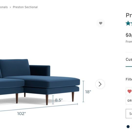 For Sale: Joybird Preston Sectional (Right-Facing) – LIKE NEW - photo 4