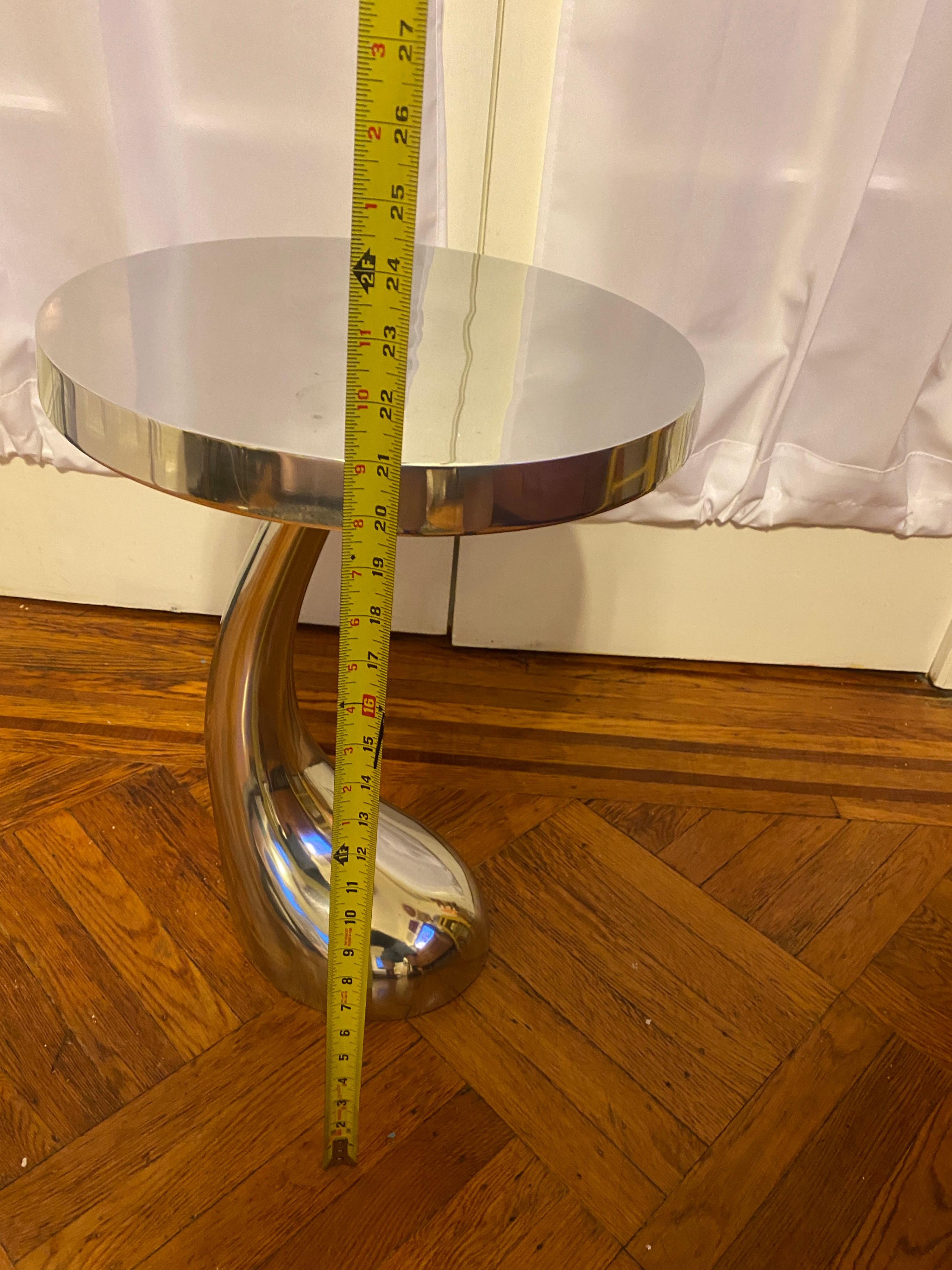 HomeRoots Buffed Aluminum Curve Side End Table - photo 5