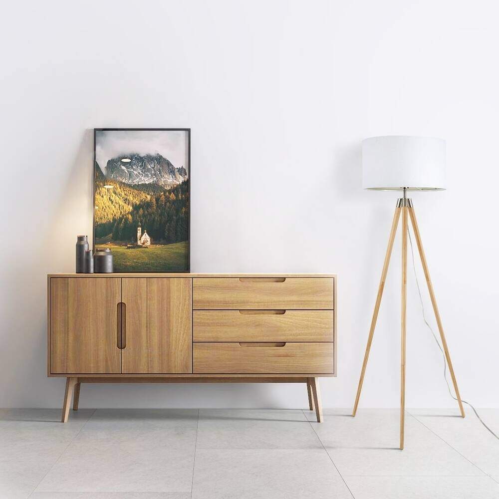 Tripod Floor Lamp with White Drum Shade - photo 5