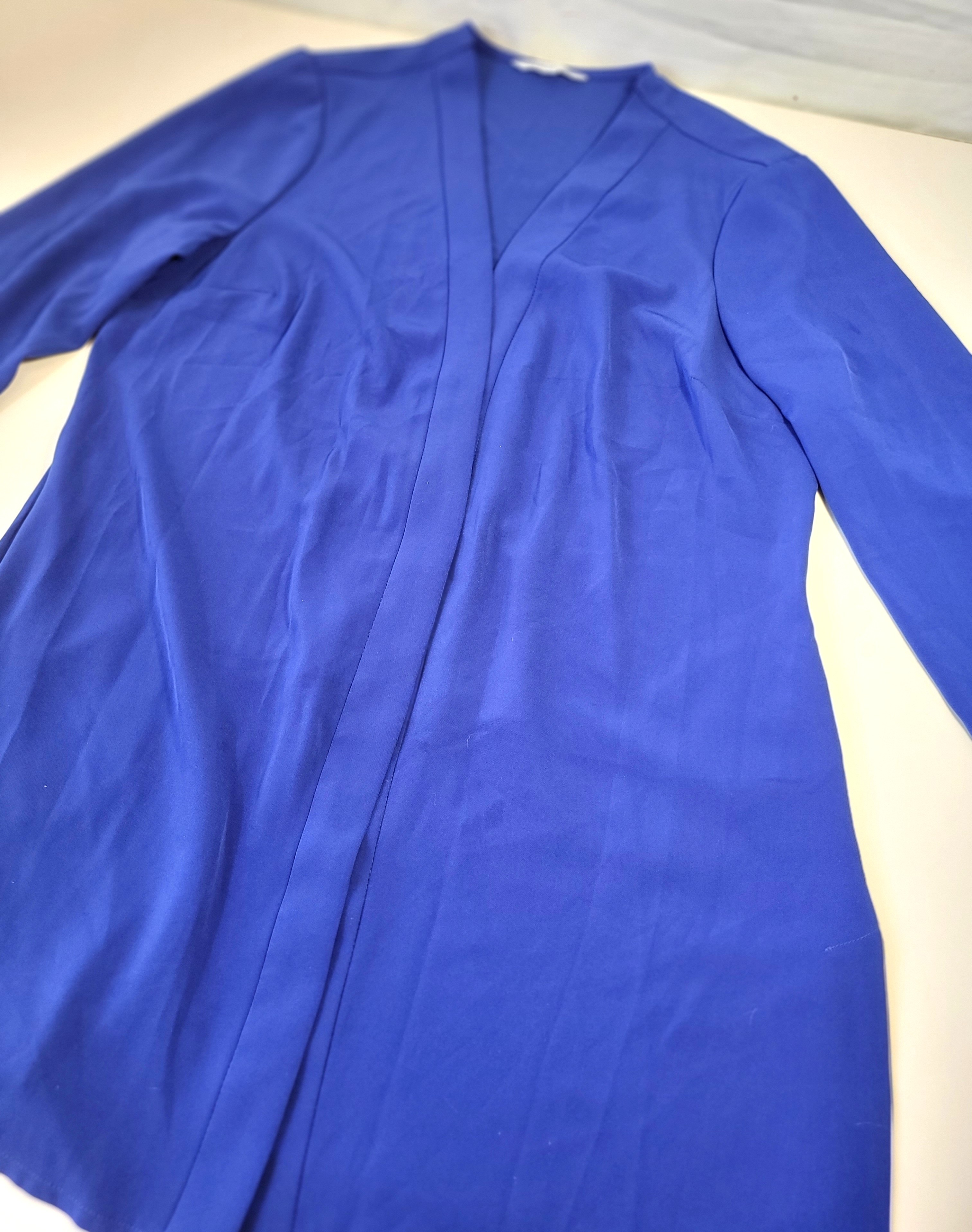 Cleo Royal Blue Open Front Cinched Back Cardigan Blouse Large - photo 5