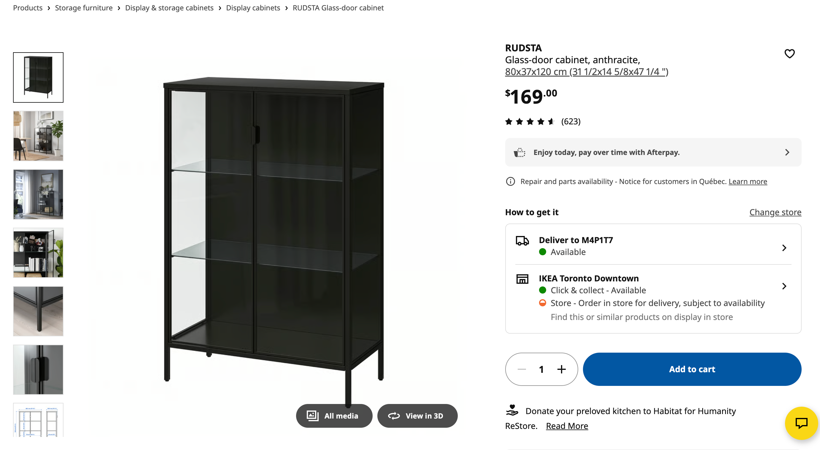 Ikea RUDSTA Glass-door cabinet