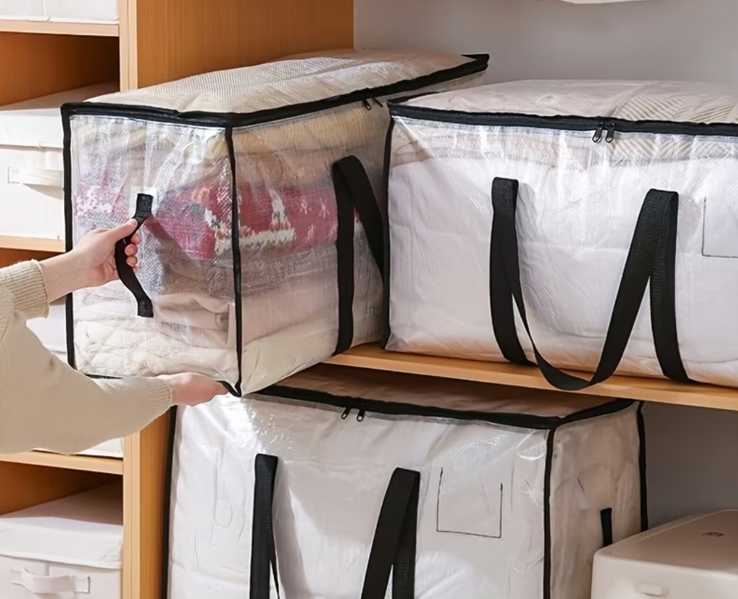 Set of 3 Clear Storage Bags with Handles Moving Bags box - photo 2