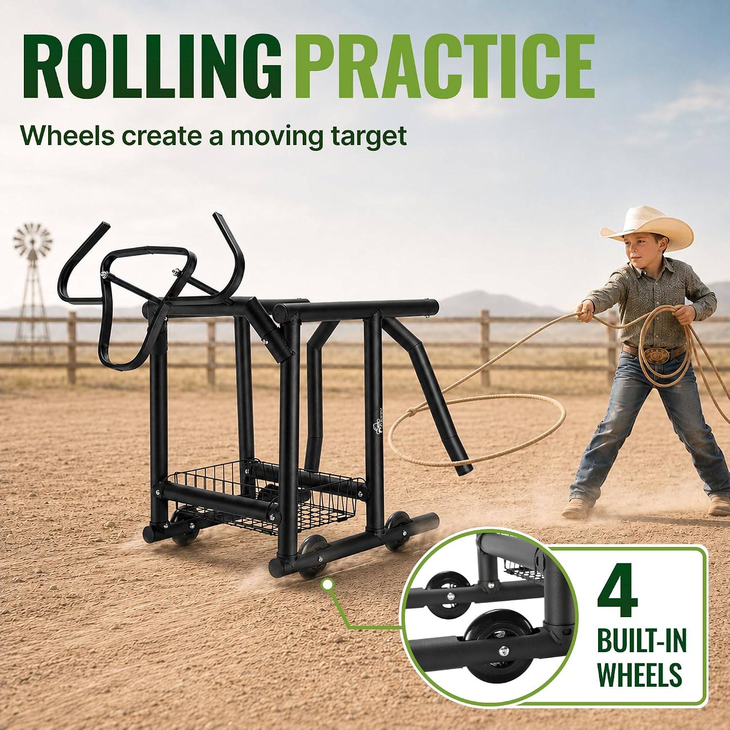 Rolling Roping Dummy with Wheels & Steer Head for Team Roping Pr - photo 4