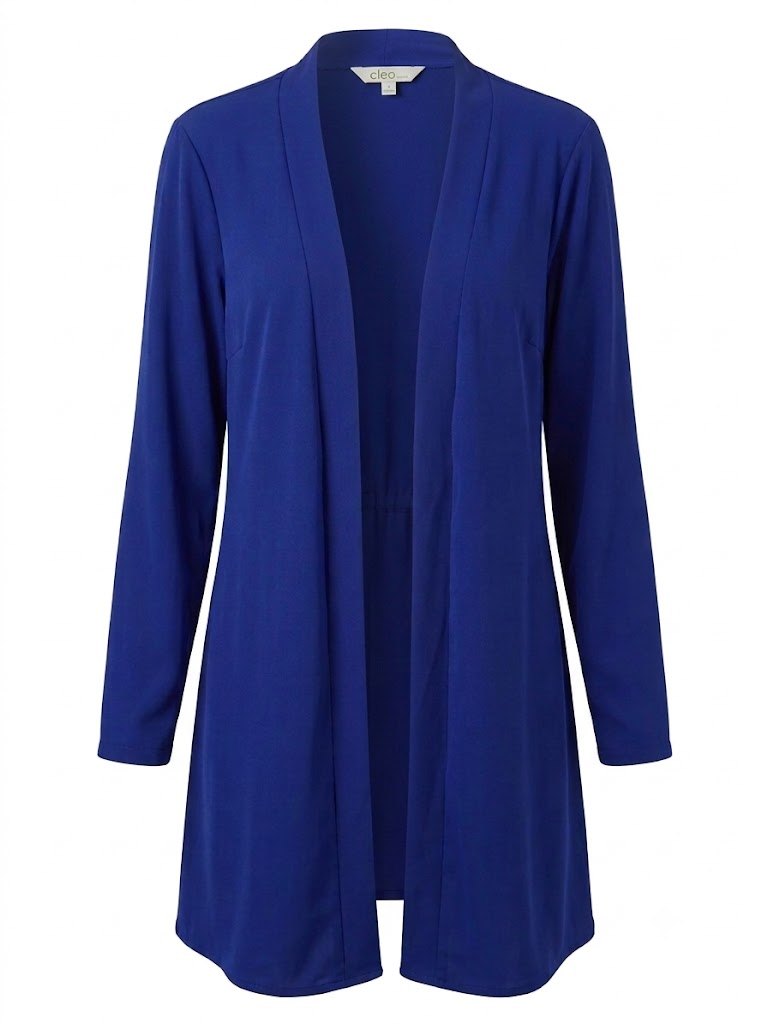 Cleo Royal Blue Open Front Cinched Back Cardigan Blouse Large - photo 2