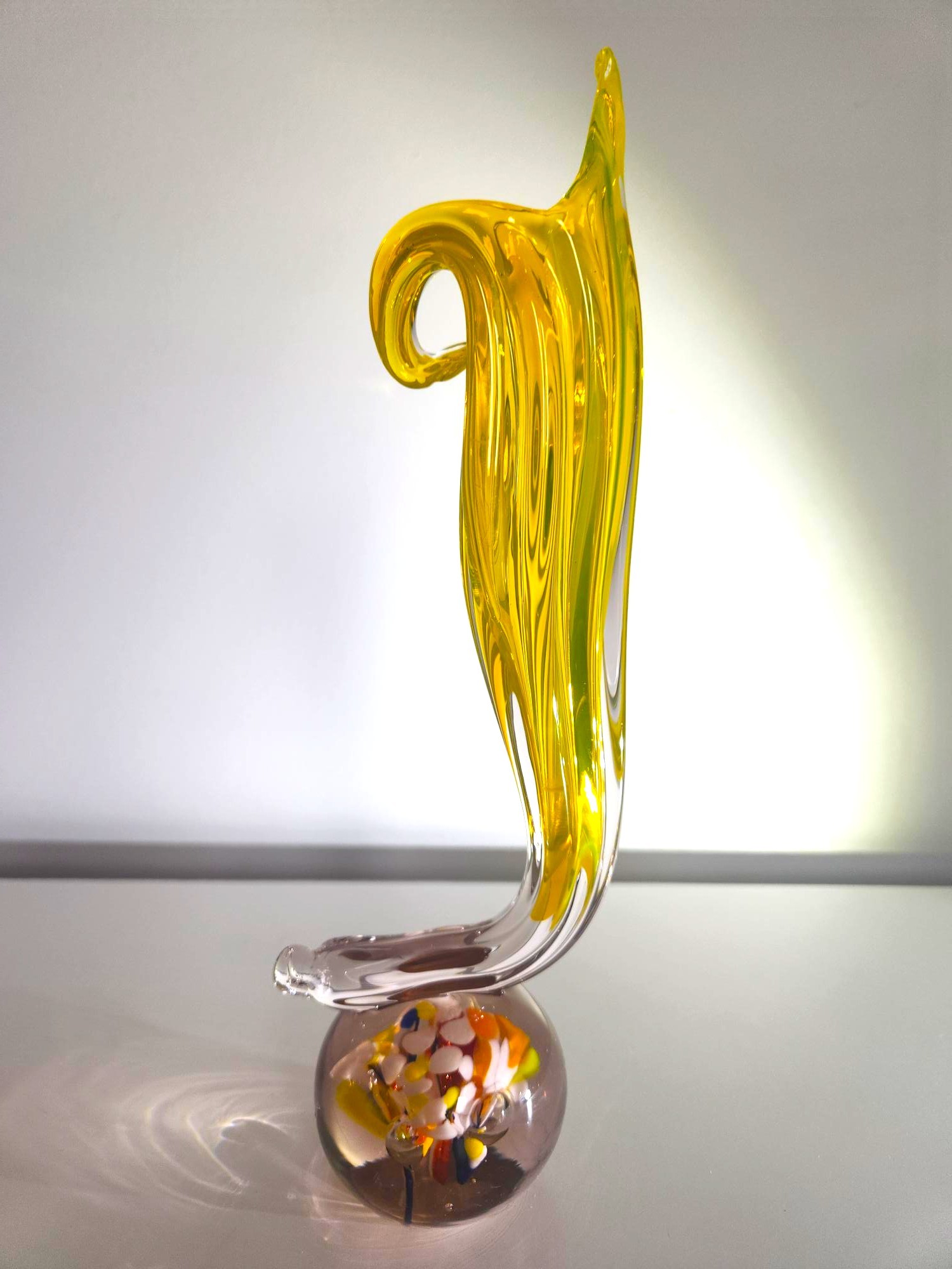 Vintage Art Glass Vase, Spiraling Abstract & Controlled Bubbles - photo 3