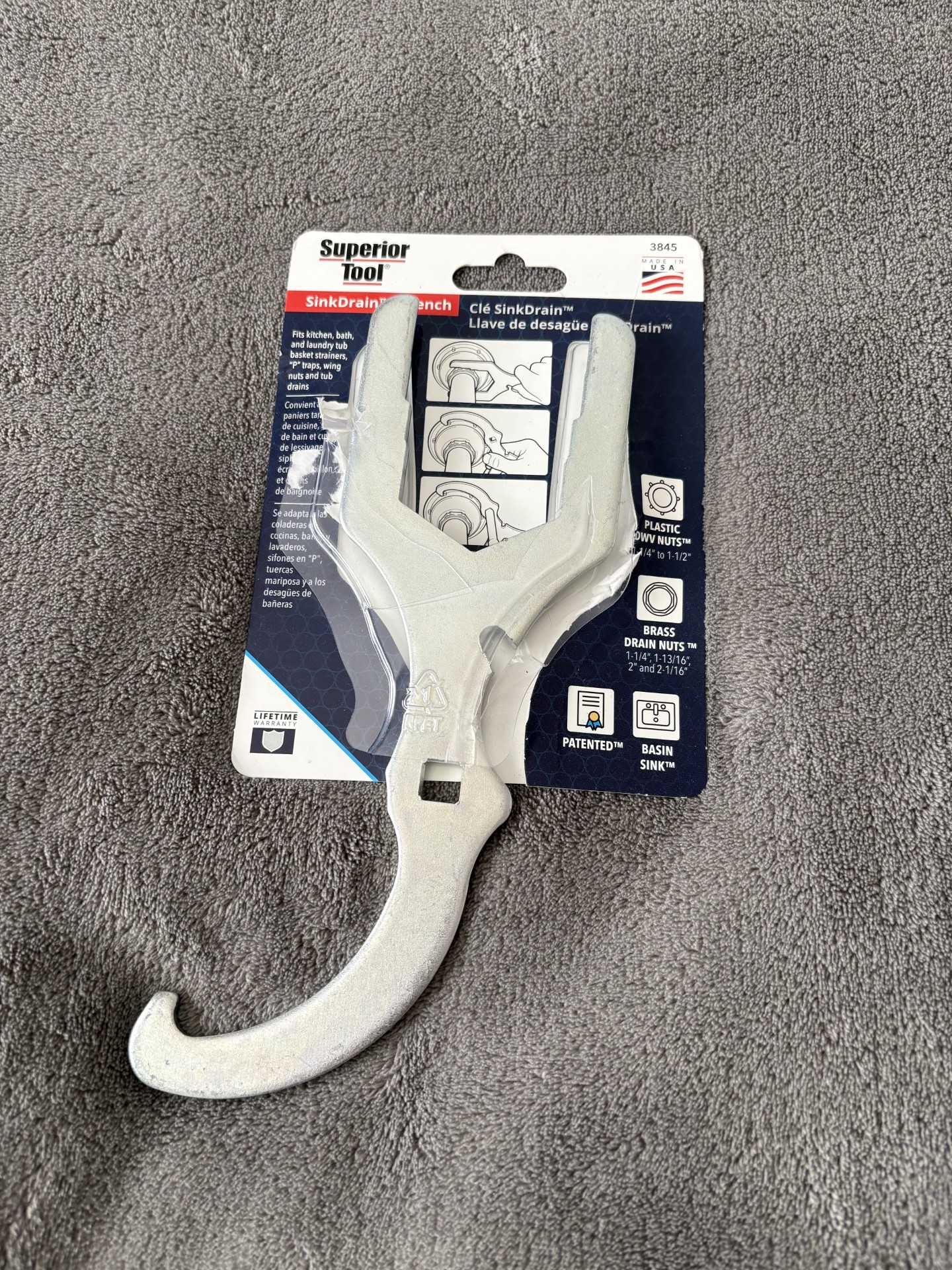 Superior Tool 3845 Sink Drain Wrench
