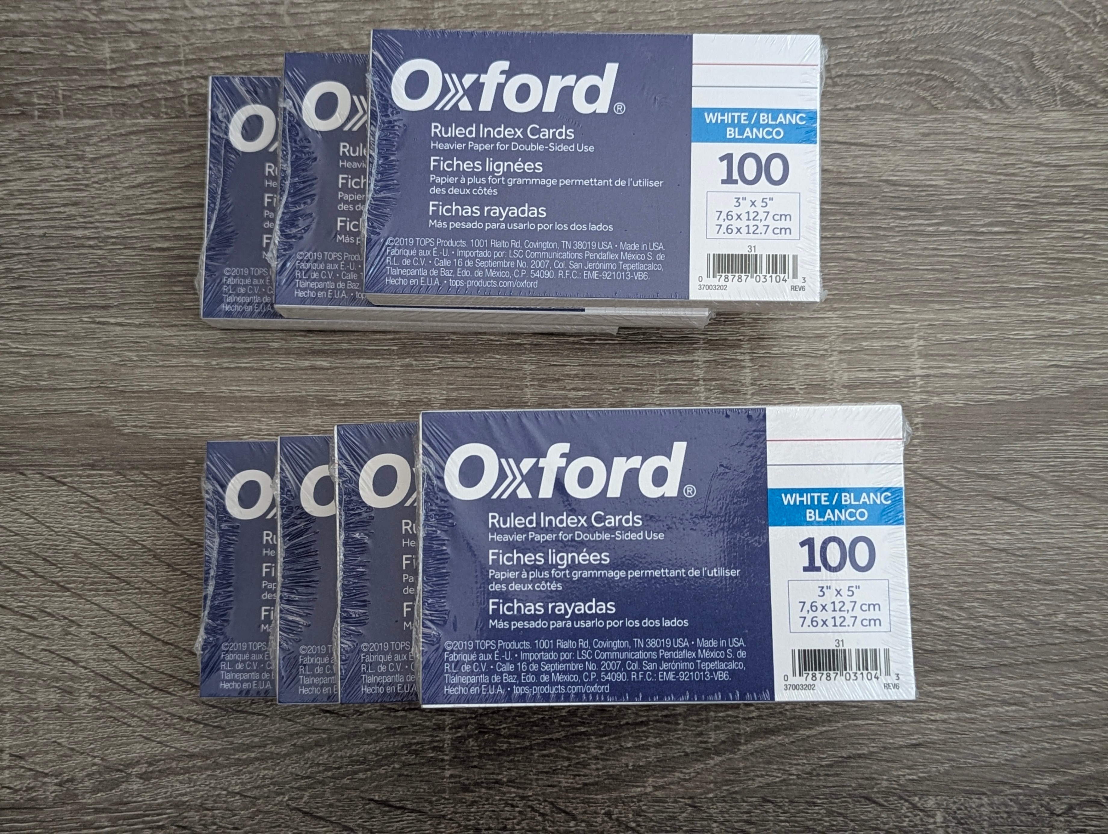Oxford Ruled Index Cards - 3” x 5” (Pack of 7)