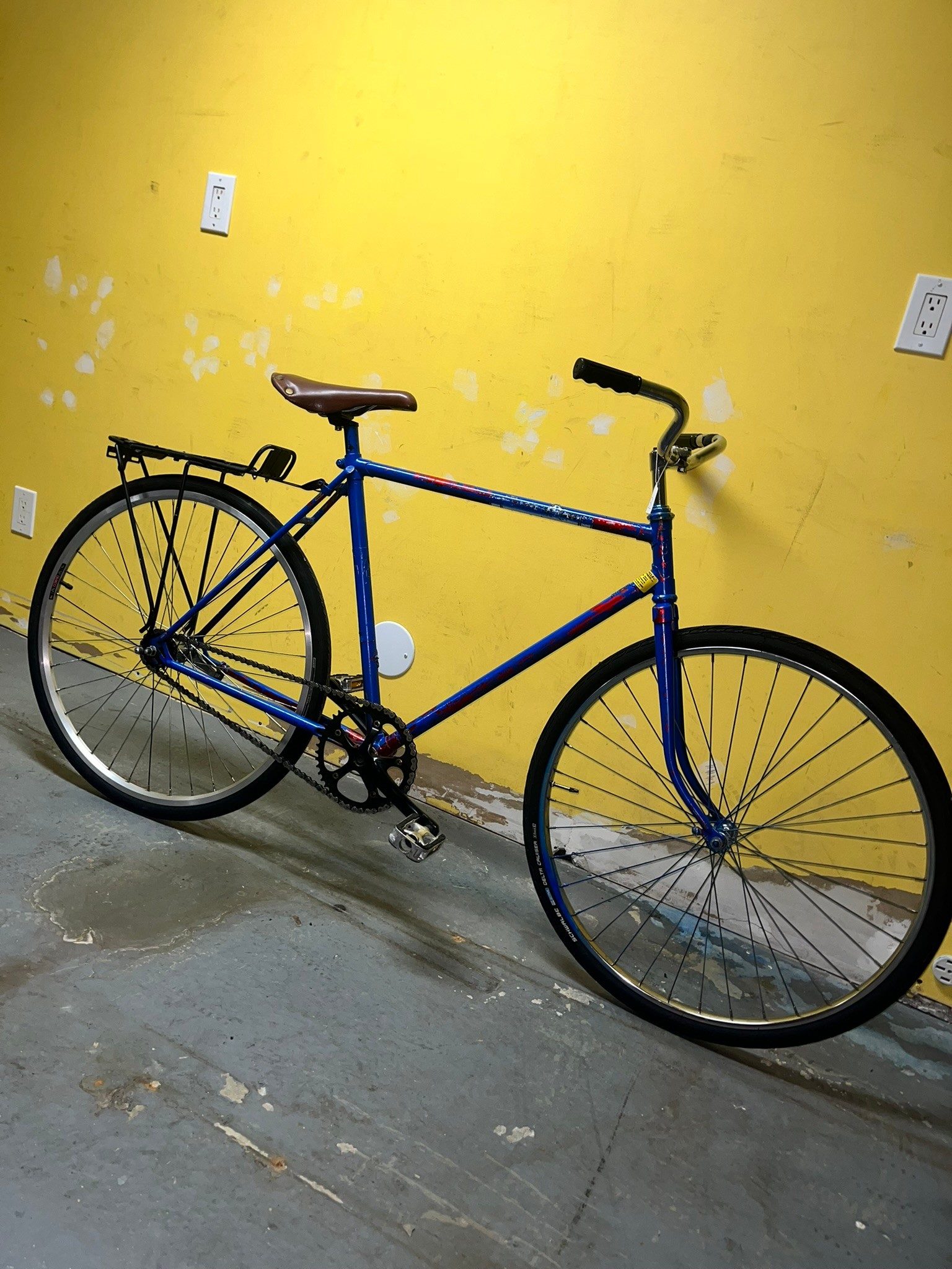 Used Blue Single Speed Cruiser Vintage Bicycle with Rack - photo 2