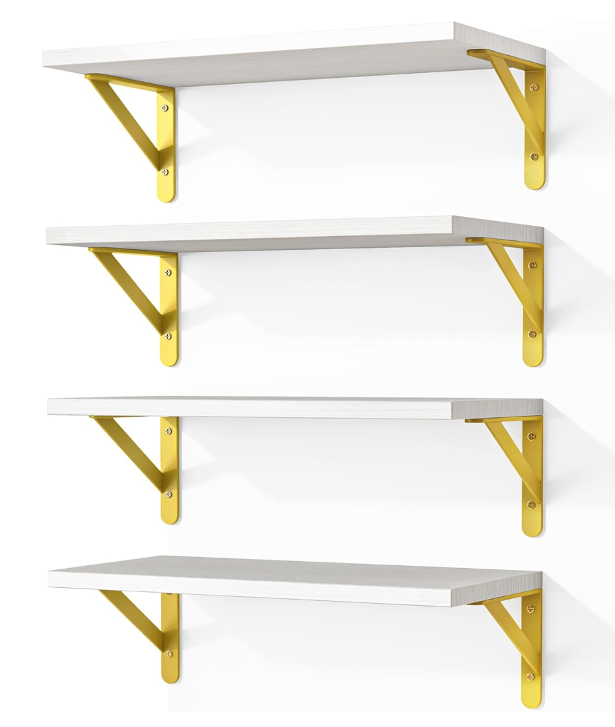 NEVER USED White Wood Wall Floating Shelves Set of 4, 16.5 Inch)