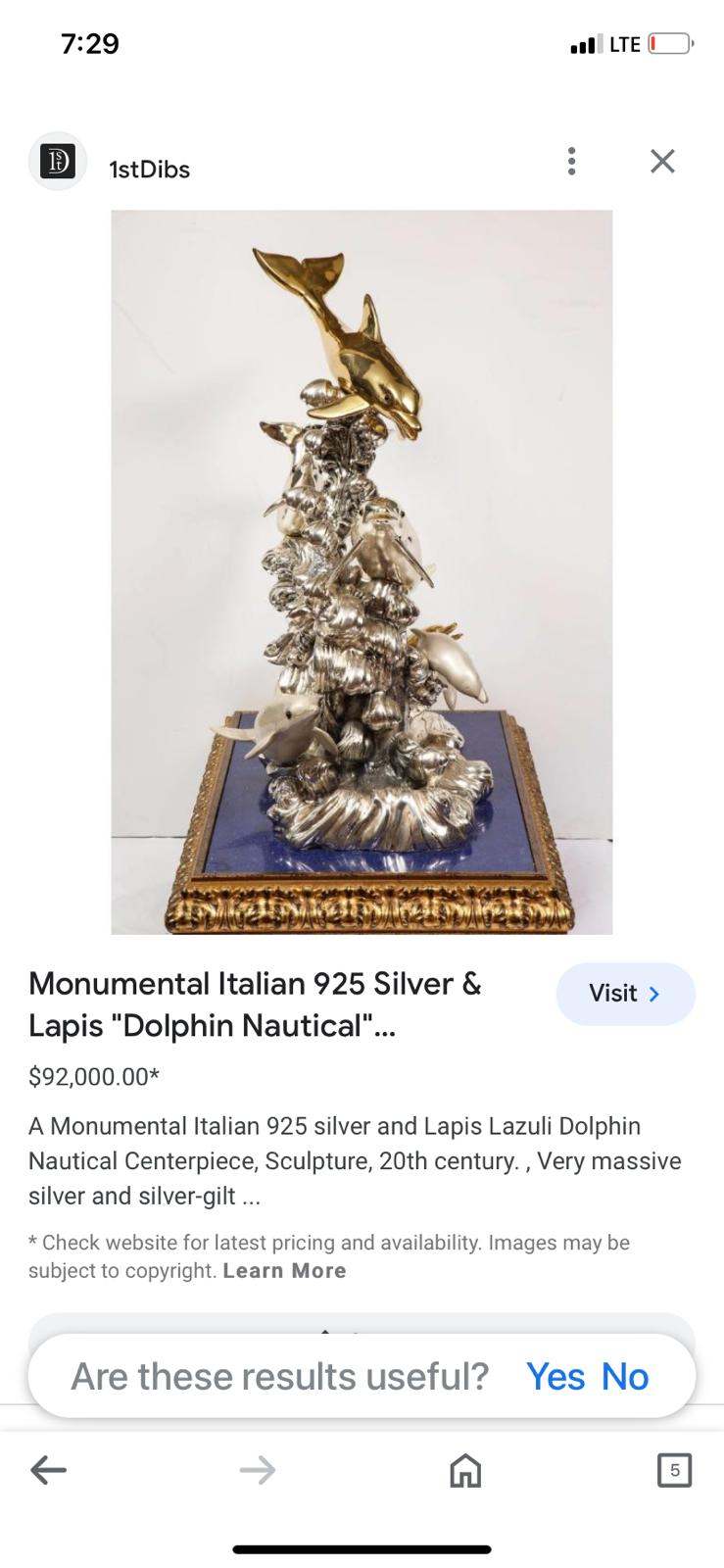 STORE CLOSING: L. Soprani 925 Silver & Lapis Dolphin Sculpture - photo 3