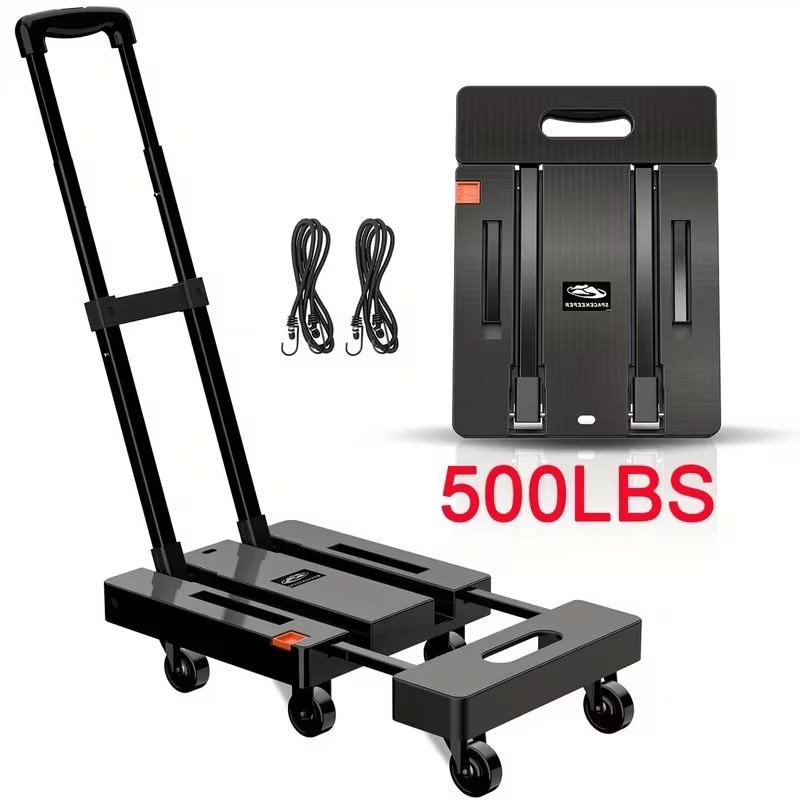 Folding Hand Truck, 6 Wheel, Extendable, Rated up to 500lbs