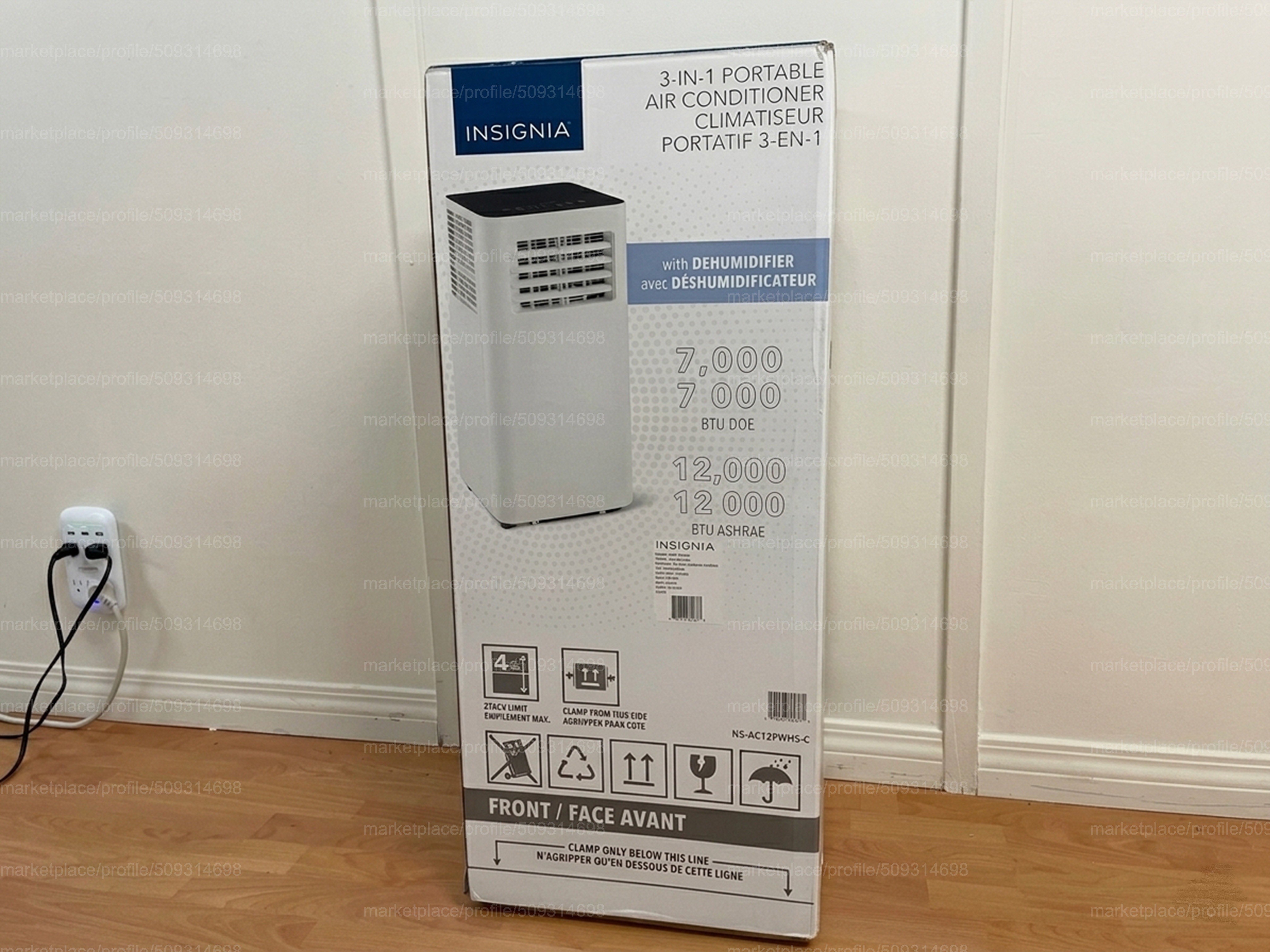 New! Insignia 12000 BTU NS-AC12PWH5-C Portable Air Conditioner