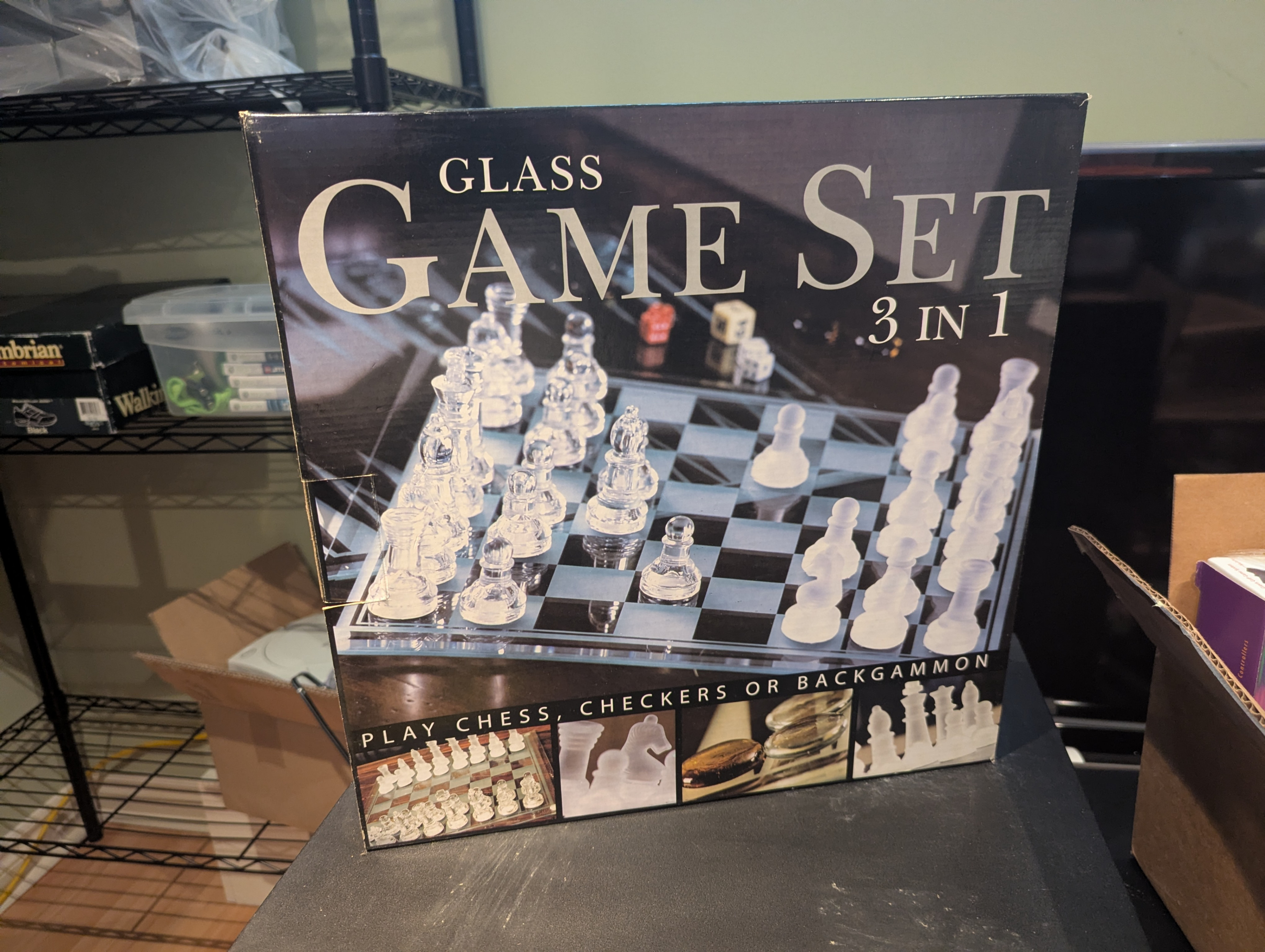 Glass Game Set 3-in-1 (Chess, Checkers, Backgammon)