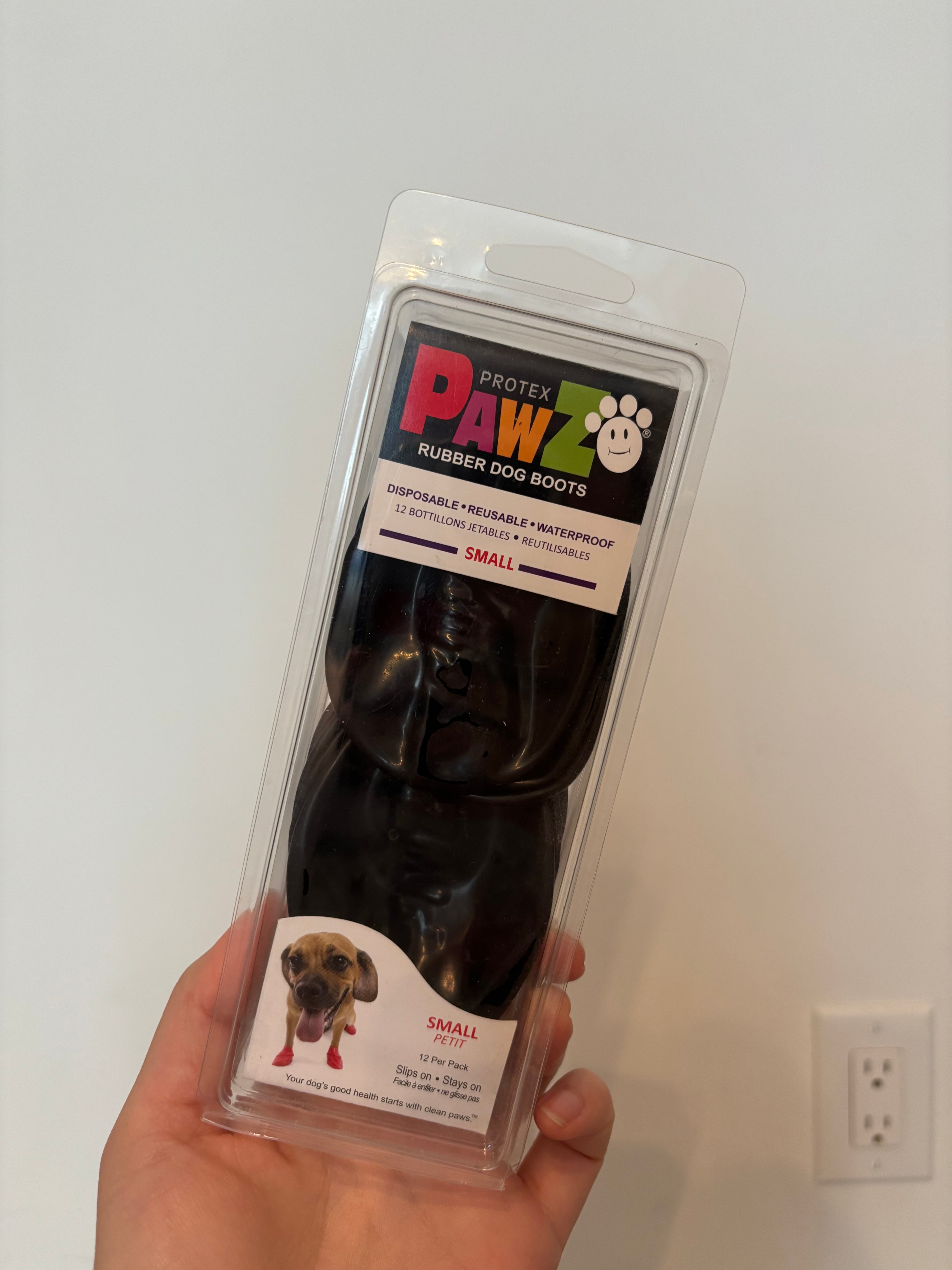 PawZ Rubber Dog Boots, Black (Small)