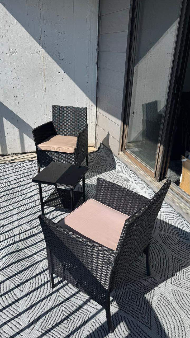 Black Wicker Patio Set - 2 Chairs & Side Table - photo 2