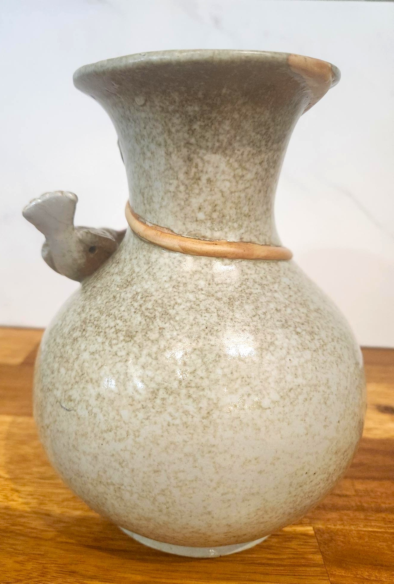 Art Signed w/ Fingerprints. Hummingbird Floral 3D Vase Handmade - photo 5