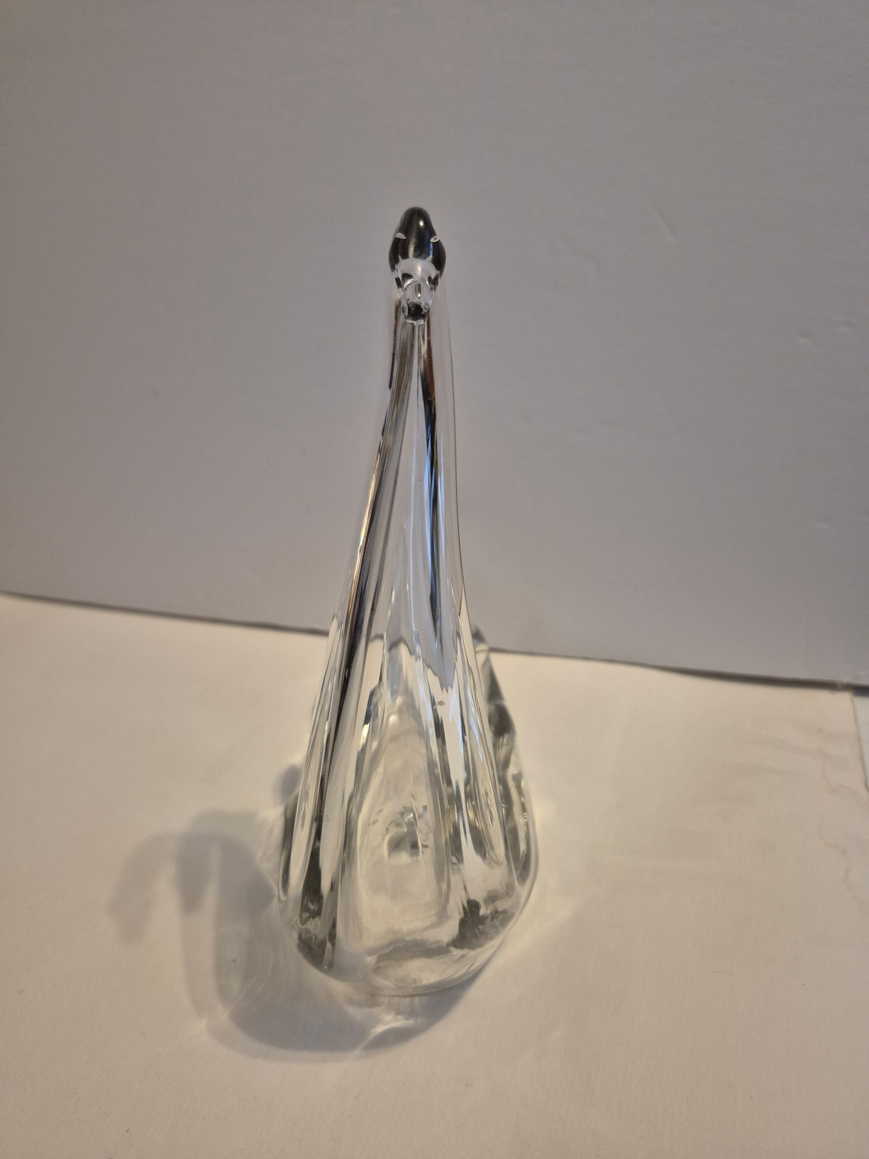Large Vintage Mid-Century 8” Clear Art Glass Swan Bowl/Dish - photo 2
