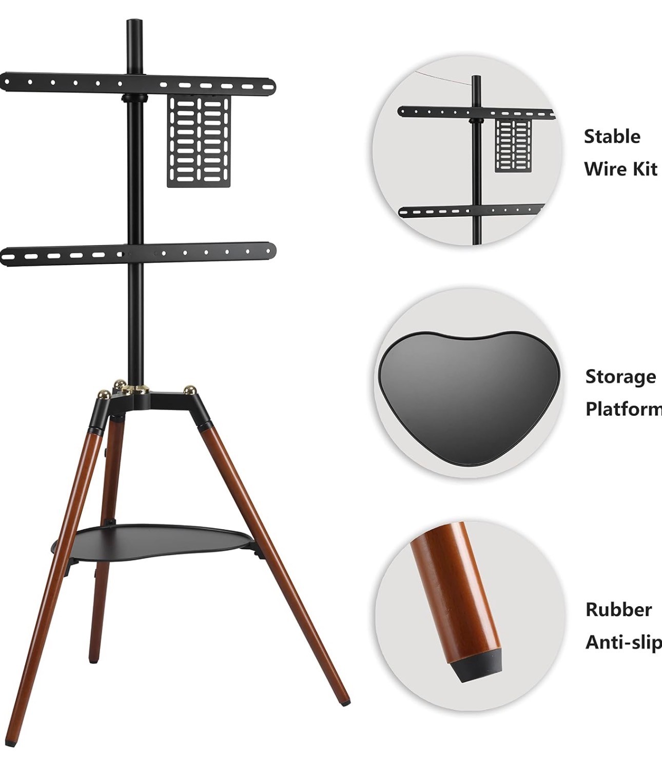 TV Stand Mount for 32-65" Screens Height Adjustable ±70° Swivel - photo 4