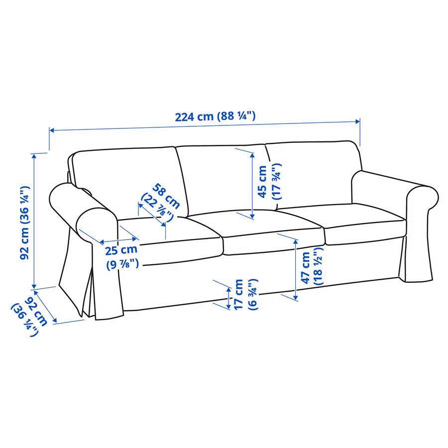 IKEA UPPLAND 3-Seater Sofa (Kelinge Grey-Turquoise) - photo 2