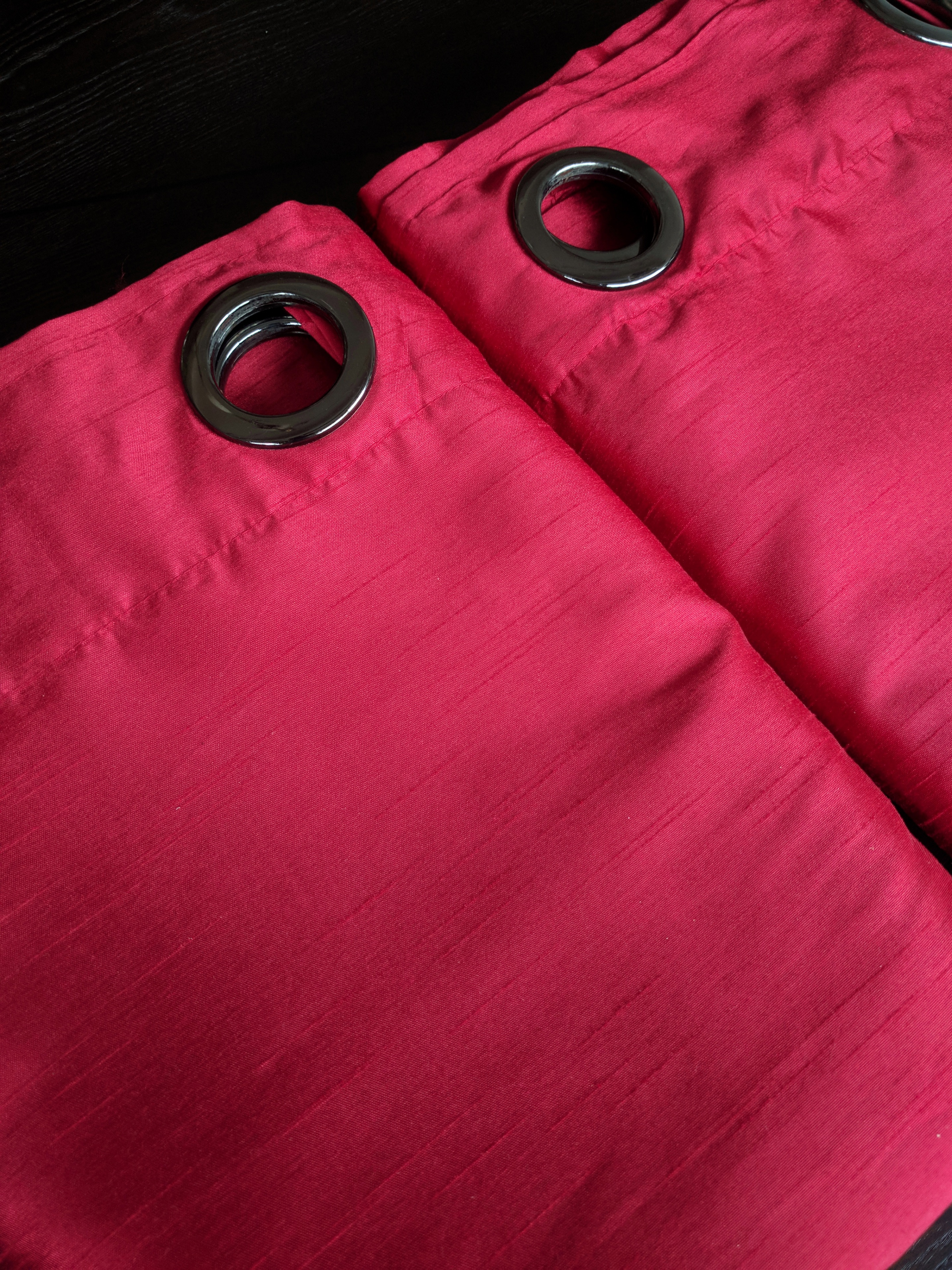 Red Satin Curtain Set 92" - photo 3
