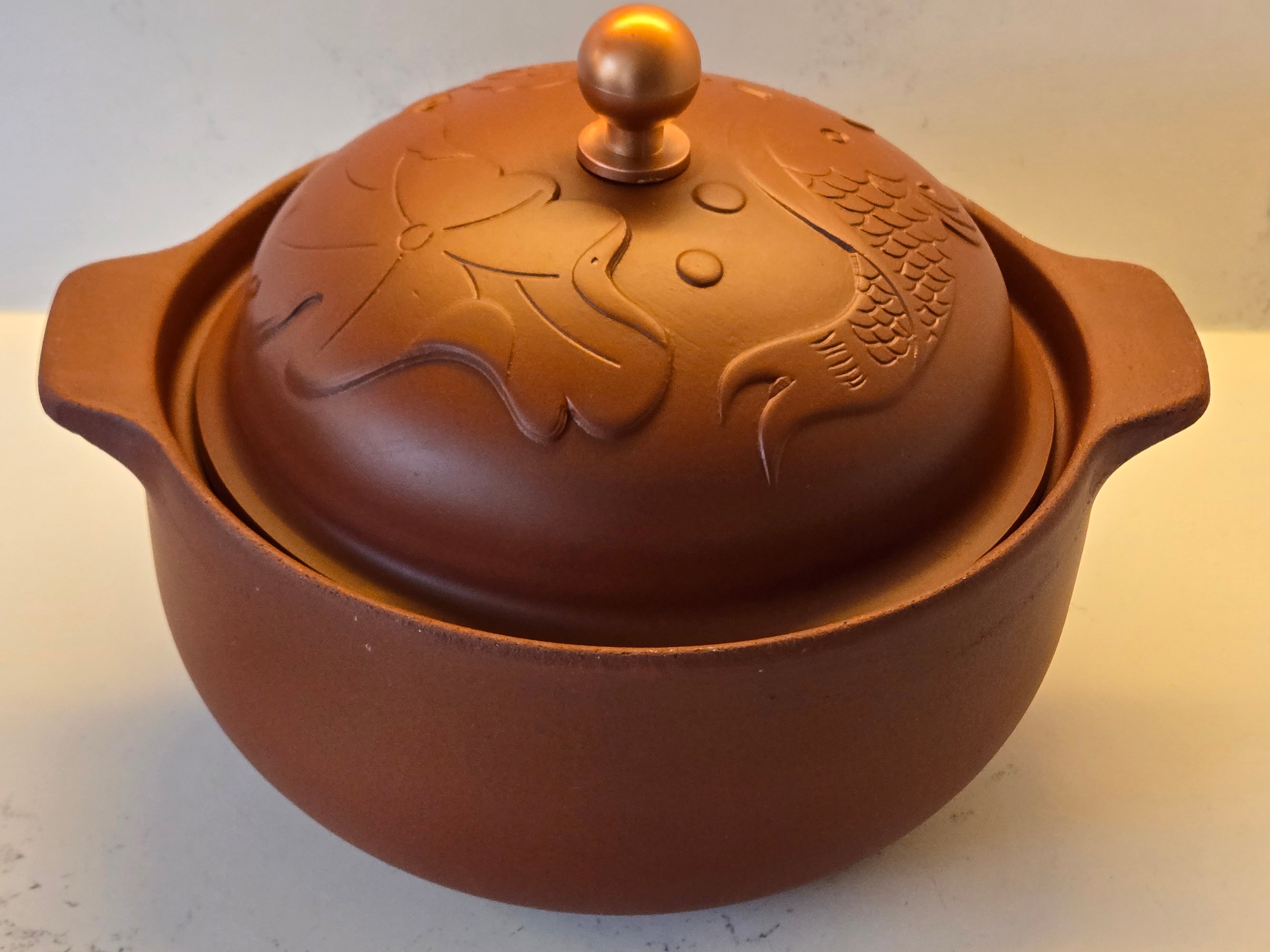 Chinese Stew Clay 4L Pot with Lid (Natural Zisha Clay)