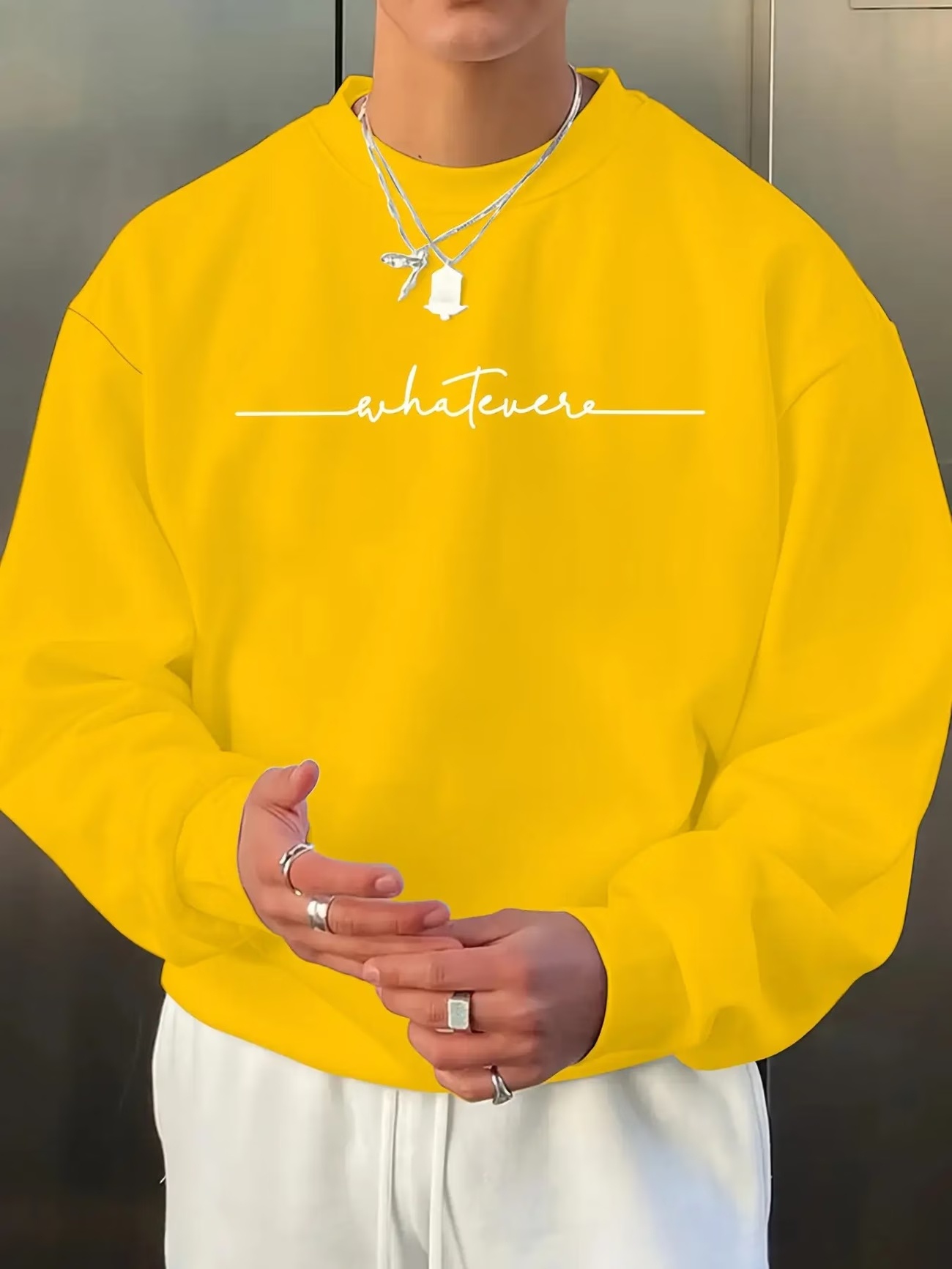 BRAND NEW MEN'S CREW NECK LONG SLEEVE T-SHIRT (XXL - YELLOW) - photo 2