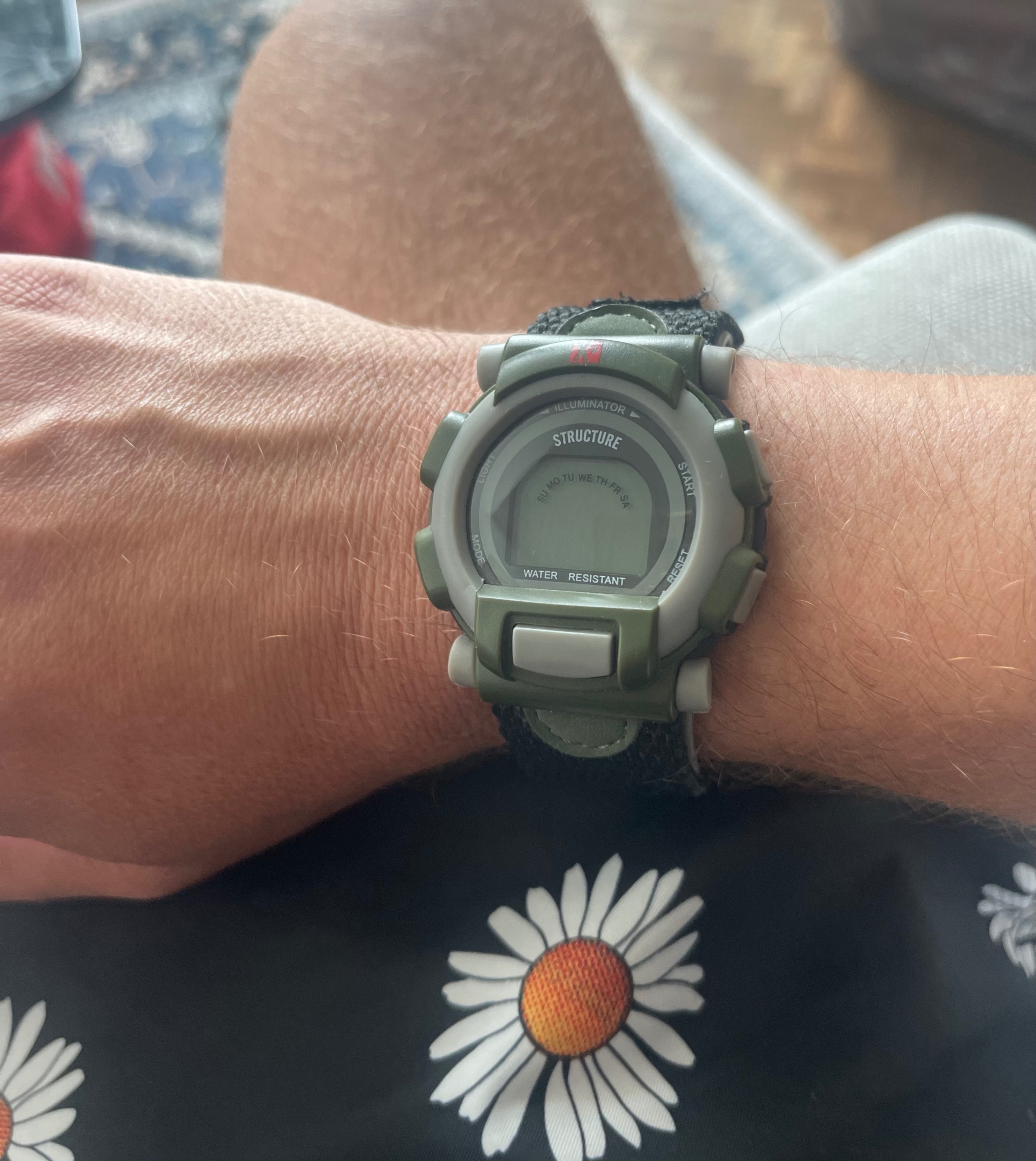 Vintage Y2K Structure Digital Green Velcro Watch (Needs Battery) - photo 2