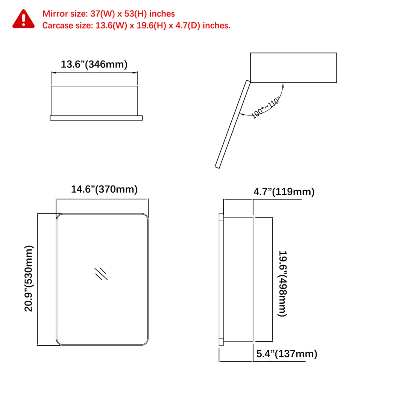 New Gold Bathroom Mirror Surface Mount Vanity Medicine Cabinet - photo 4