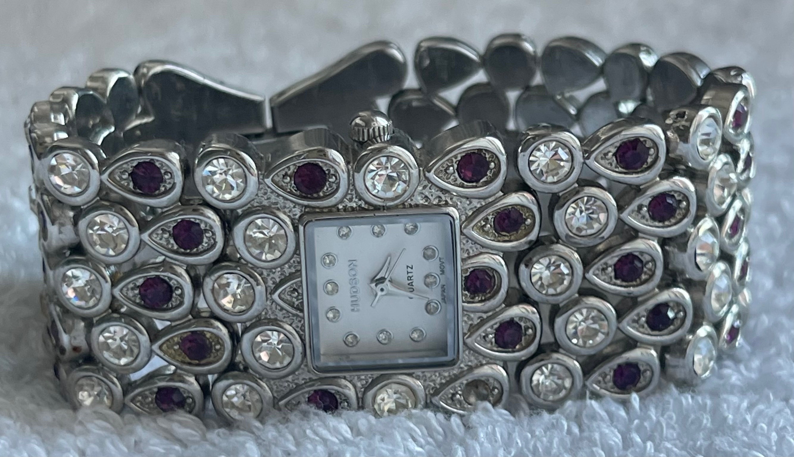 Vintage Hudson Purple Rhinestone Watch HW13-L43 (Needs Battery) - photo 2
