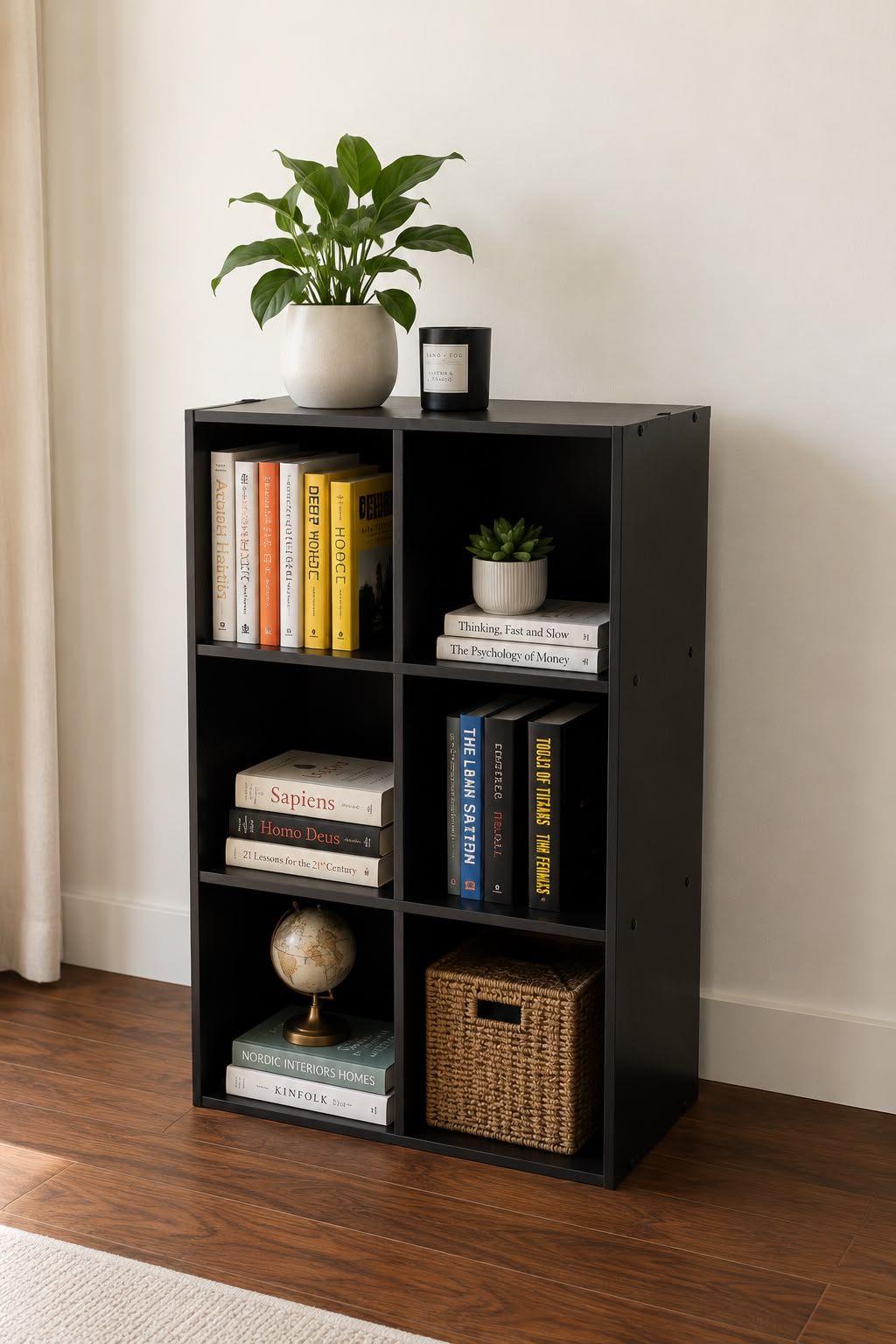 Black Bookshelf & Storage Shelf - 6-Cube Storage Organizer - photo 4