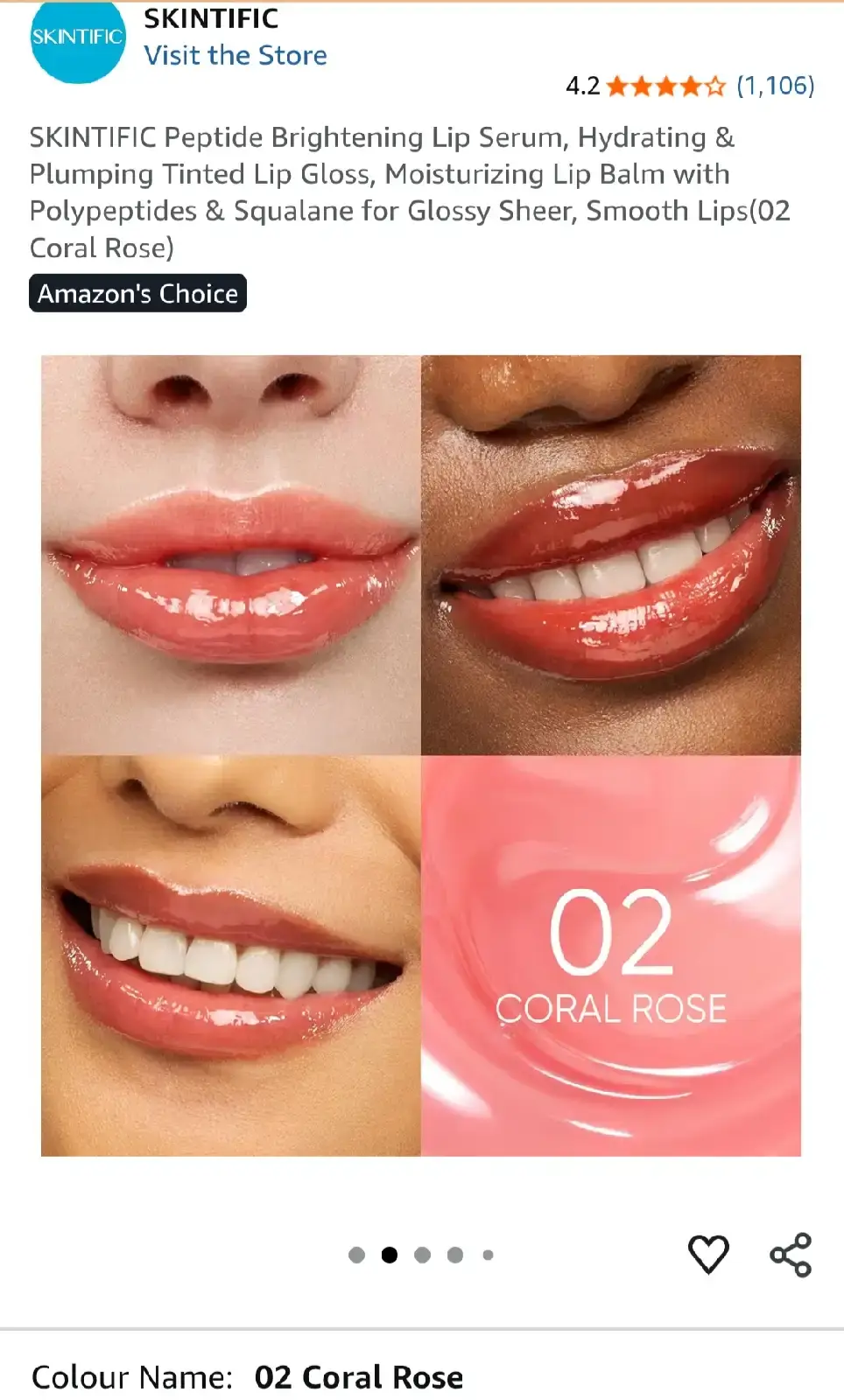 SKINTIFIC Peptide Brightening Lip Serum - Coral Rose - photo 2
