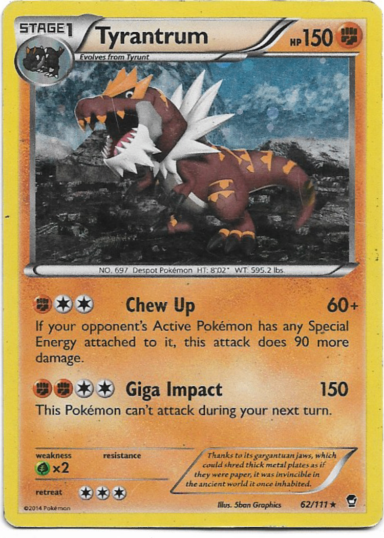 Pokemon Tyrantrum 62/111 Furious Fists Holo Rare HP