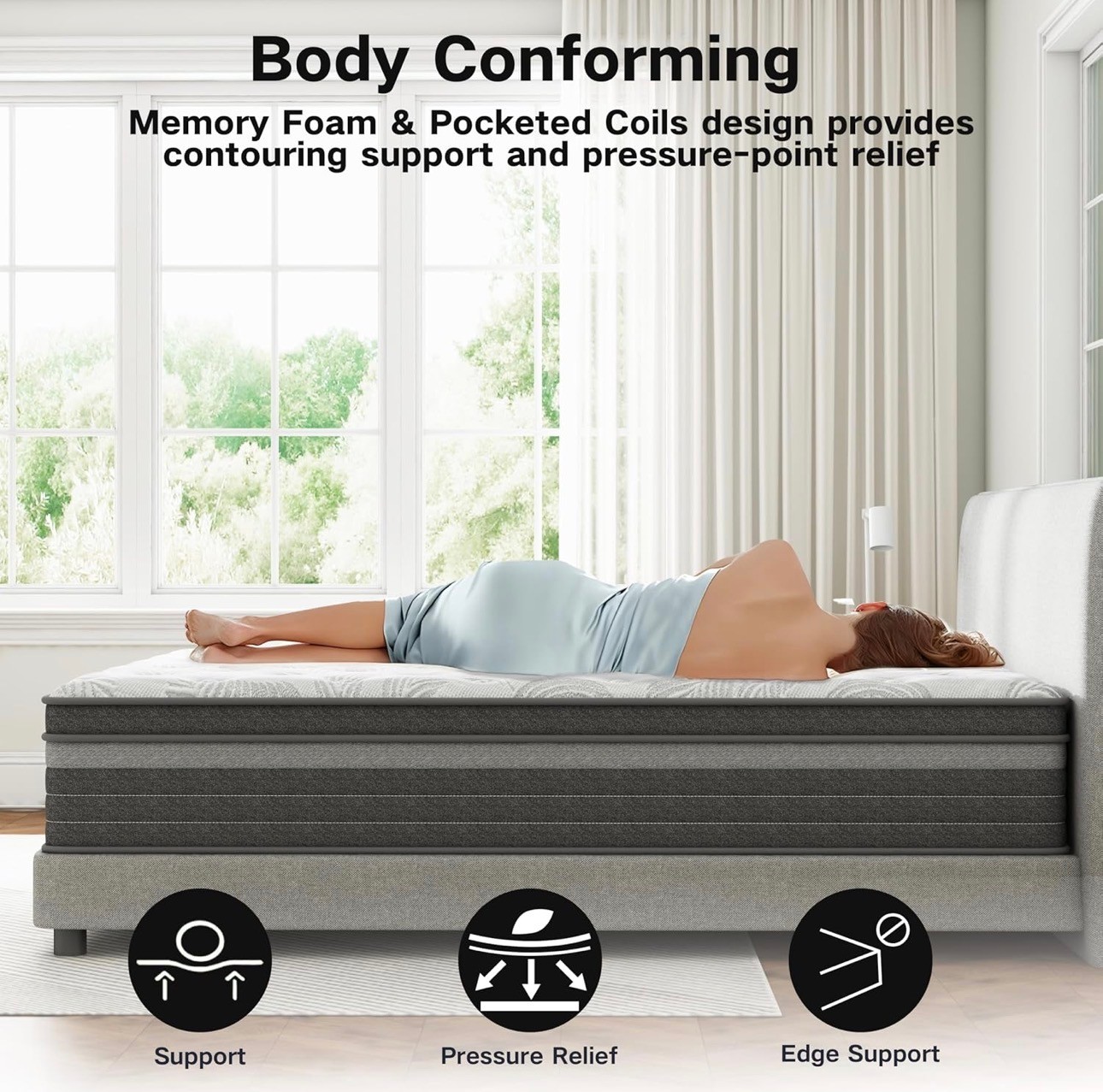 12" Full Hybrid Mattress CertiPUR-US Bed pressure/motion relief - photo 5