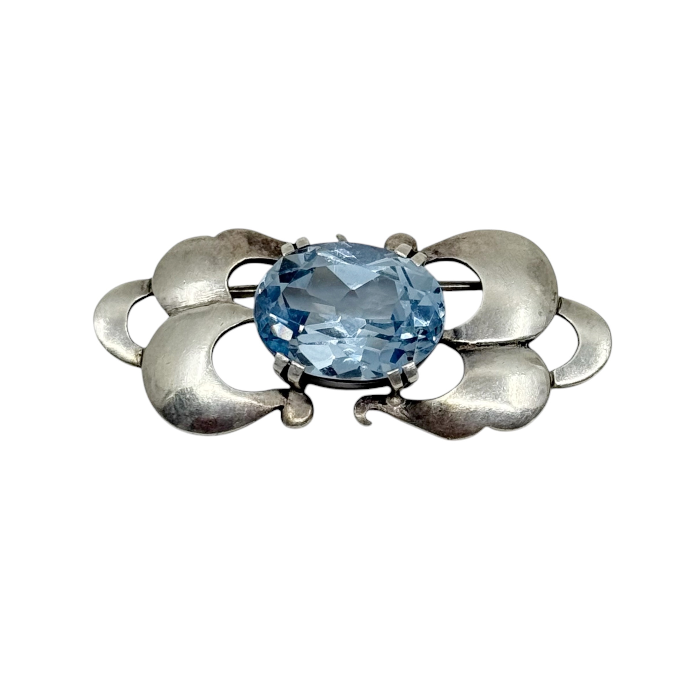 Vintage 925 sterling silver blue spinel brooch - photo 2
