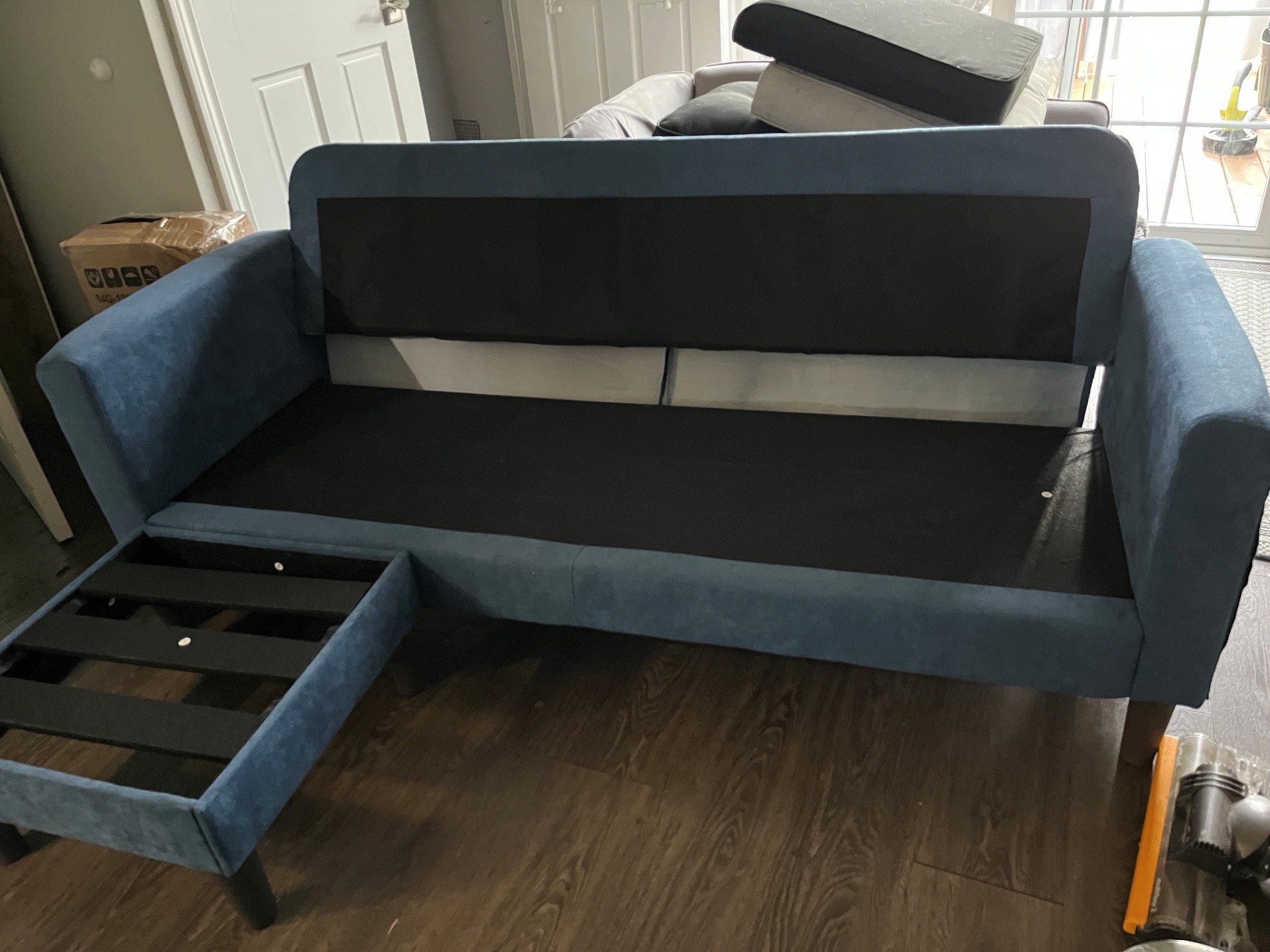 Blue Couch NEW but missing cushions - See Photos & Ad for Info