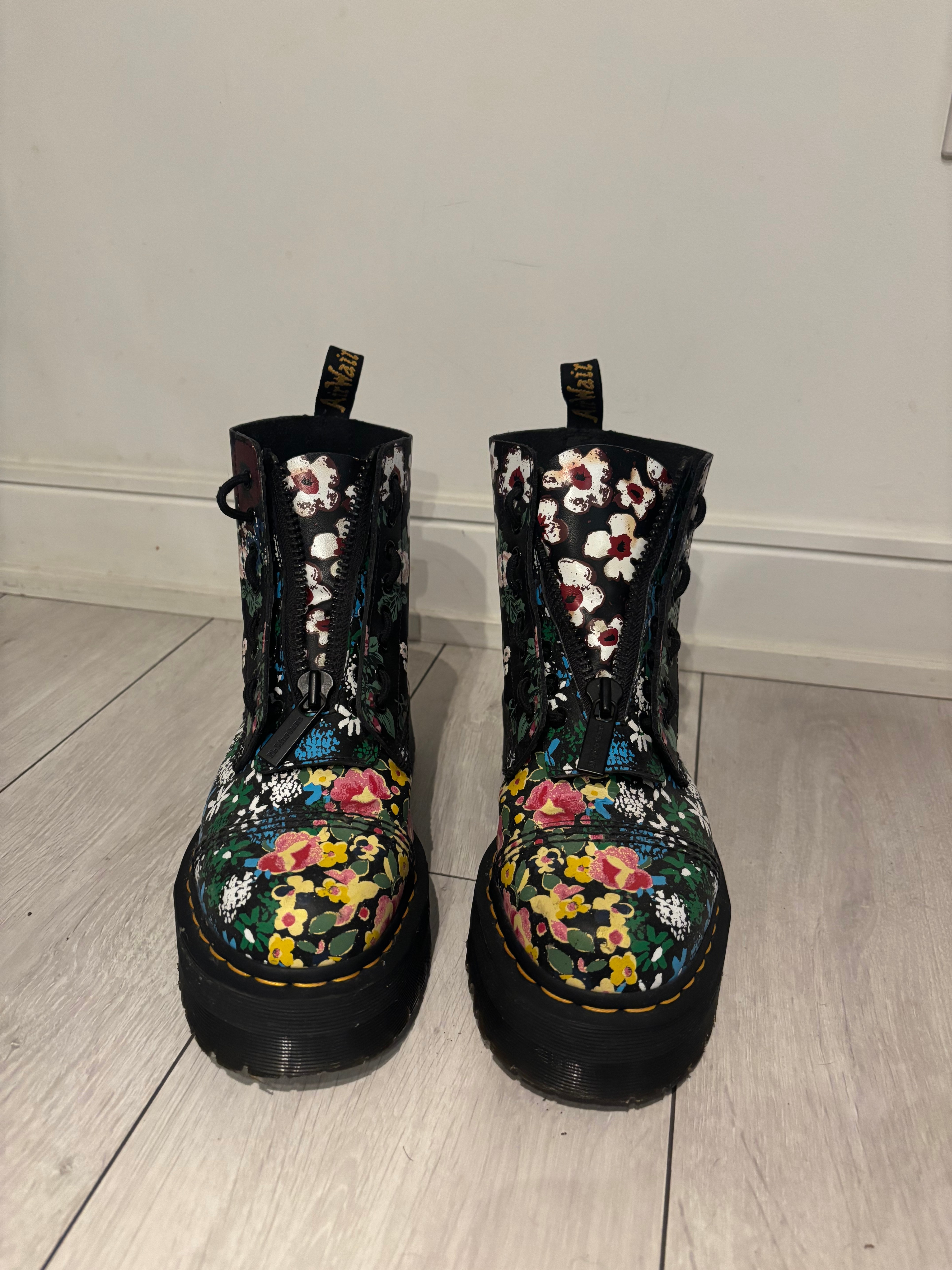 Dr. Martens Sinclair Floral Mash Up Leather Platform Boots