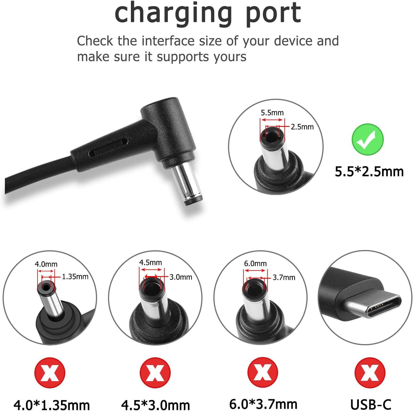 90W AC Adapter Charger for ASUS  | 19V 4.74A | 5.5mm x 2.5mm - photo 3