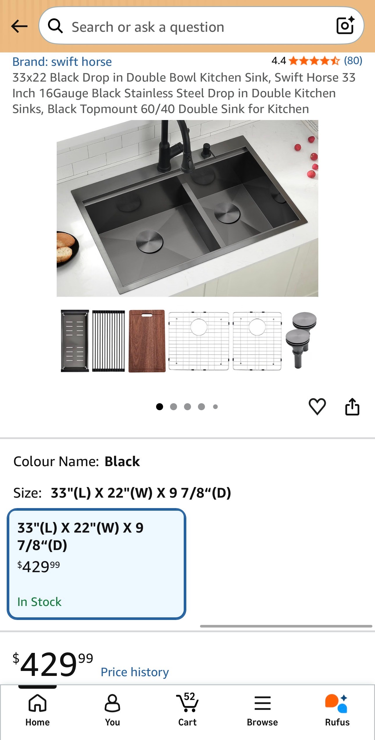 NEW: Black Drop in Double Bowl 60/40 Kitchen Sink 33x22 16Gauge