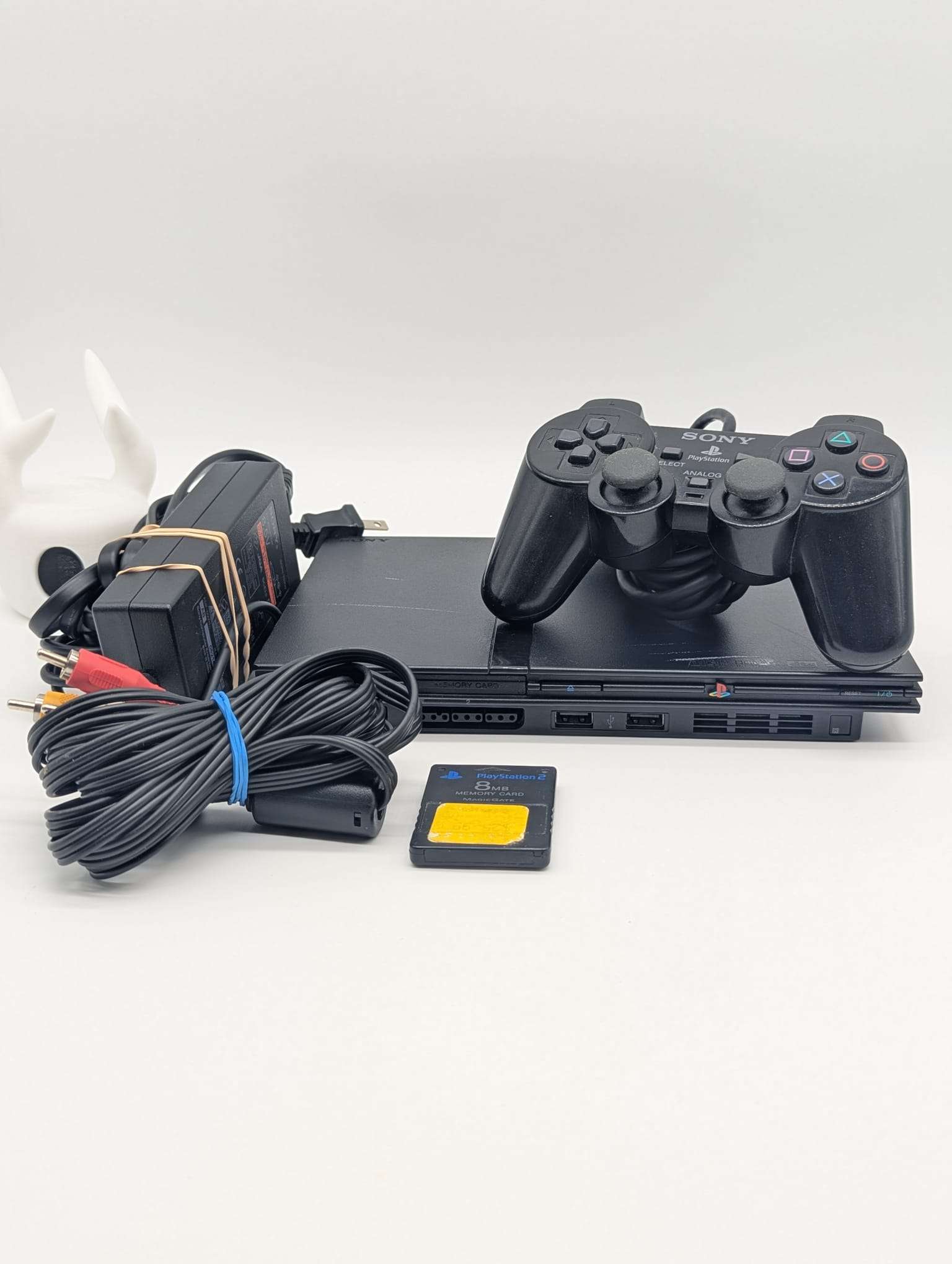 Sony PlayStation 2 Slim Bundle - OEM Cables, Controller & Card