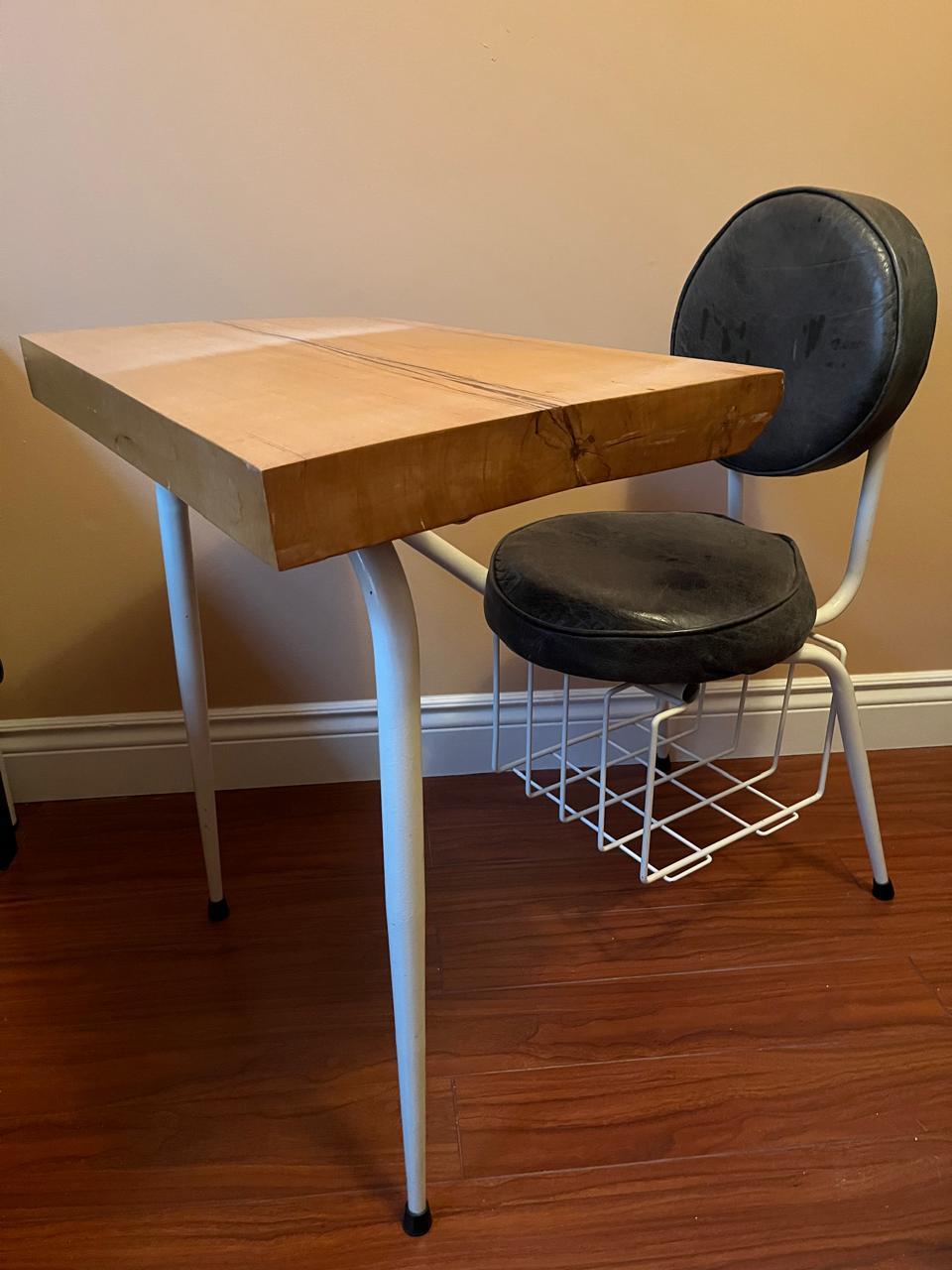 Vintage-Style Hand-Crafted Custom Wood Writing Desk-Chair Set