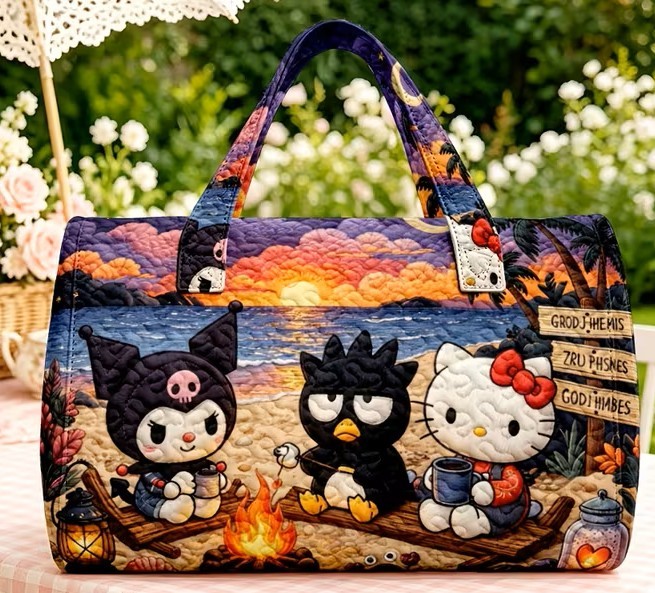 Sanrio 2D Quilted Bag/Kuromi-Hello Kitty & Badtz-Maru-BRAND NEW