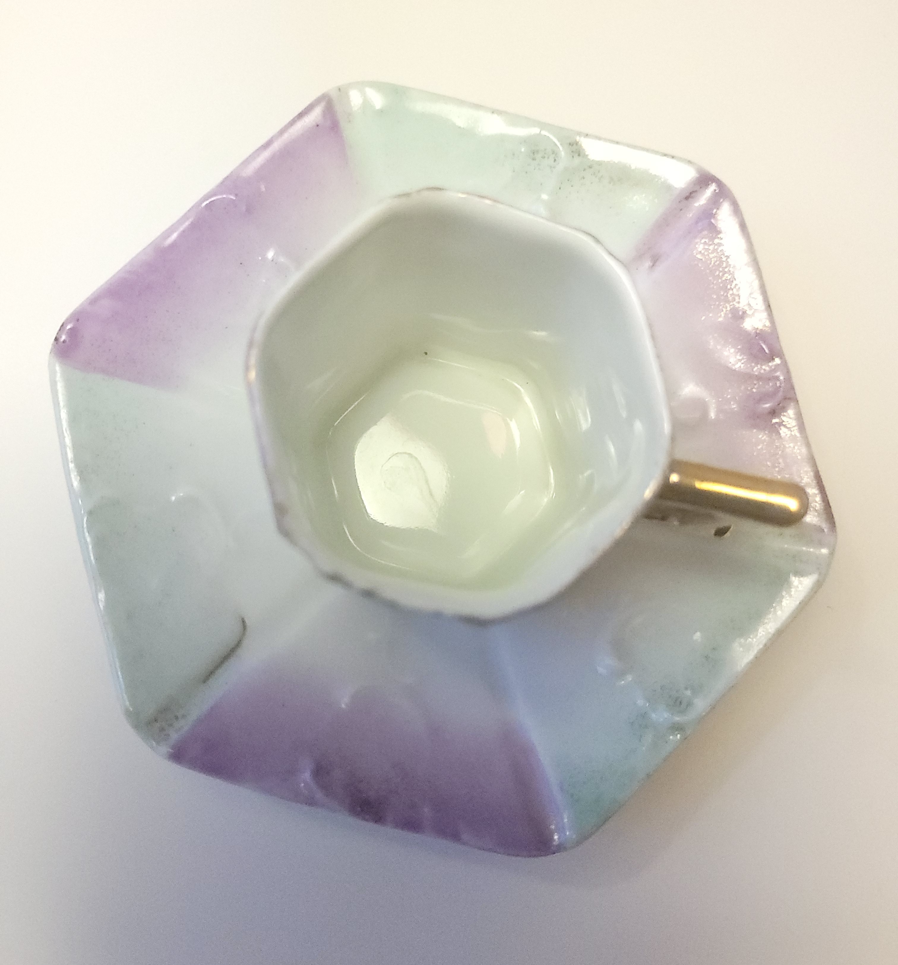 circa 1930 Japanese Hexagonal Lusterware Demitasse Cup Saucer - photo 3
